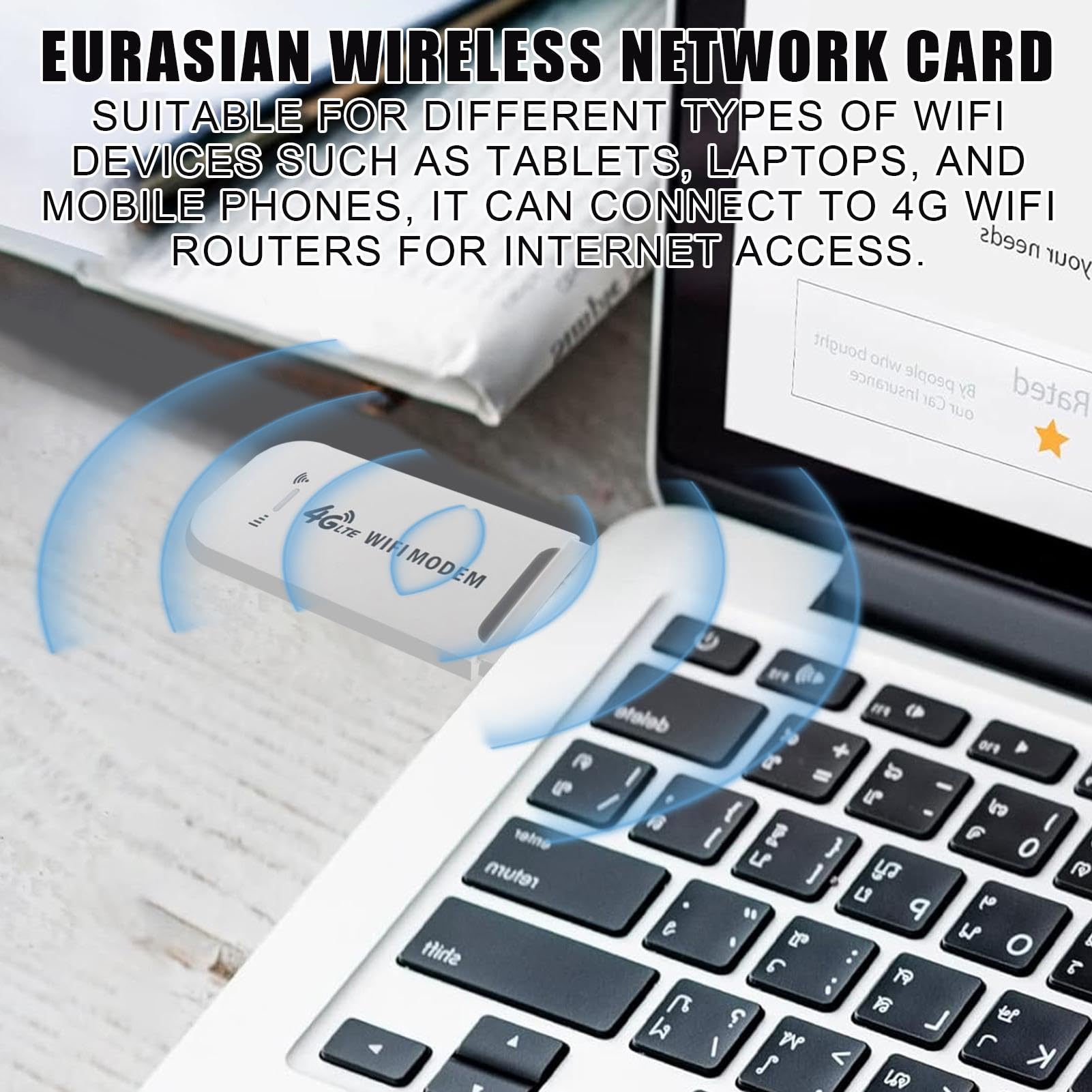 High-Speed USB Internet Dongle - 4G LTE External USB Modem with Antenna for Desktop & Laptop - Portable Cellular Data Modem for Remote Areas, Travel & Home Office Use