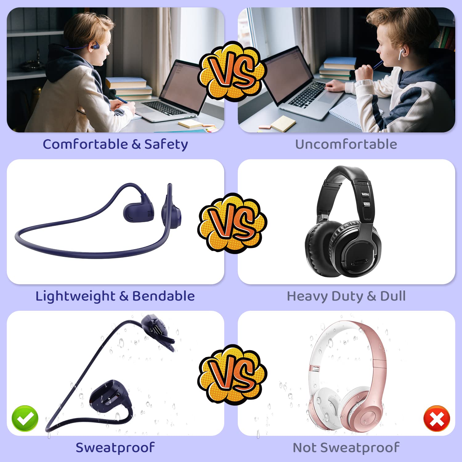 BANIGIPA Kids Open Ear Headphones - Wireless Bluetooth 5.3 Headset with Mic for Teens & Children, Ultra-Light 13g Design, 10H Playtime, Hearing Protection - Perfect for School, Online Learning, Tablet Use, Travel & Home Entertainment
