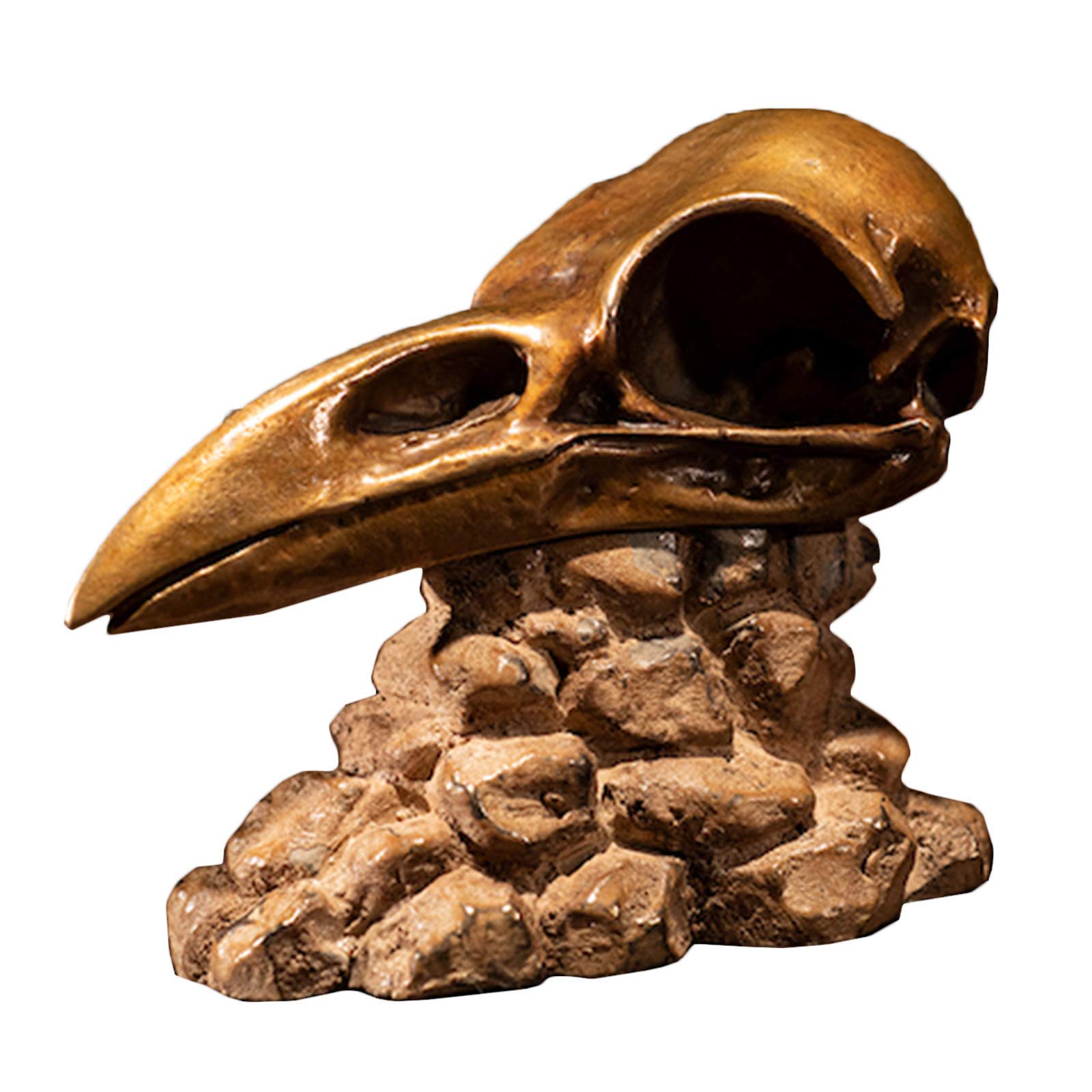 Bronze Crow Skull Statue - Handcrafted Gothic Decor for Home & Office - Unique Valentine's Day, Christmas & Birthday Gift Idea - Perfect for Dark Aesthetic, Halloween & Witchy Decor