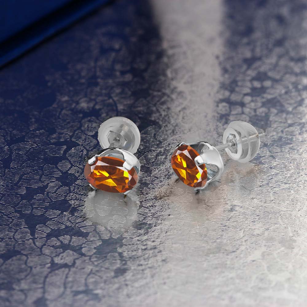 14K Yellow or White Gold 8X6MM Oval Birthstone Stud Earrings for Women & Men | Gem Stone King | Perfect for Gifts, Anniversaries & Everyday Wear