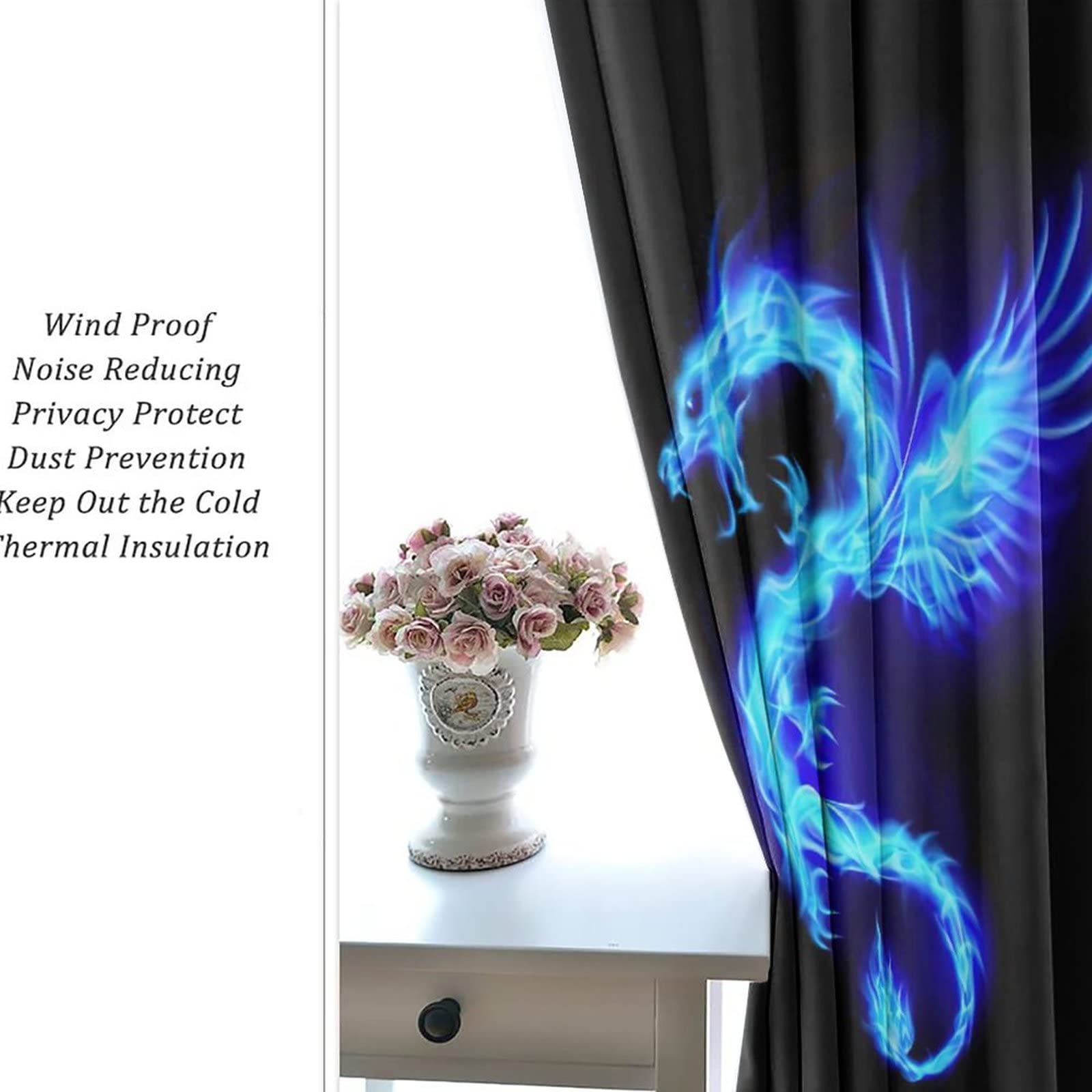 Fantasy Dragon Blackout Curtains - Thermal Insulated & Noise Reducing for Bedroom - Gaming & Dorm Decor