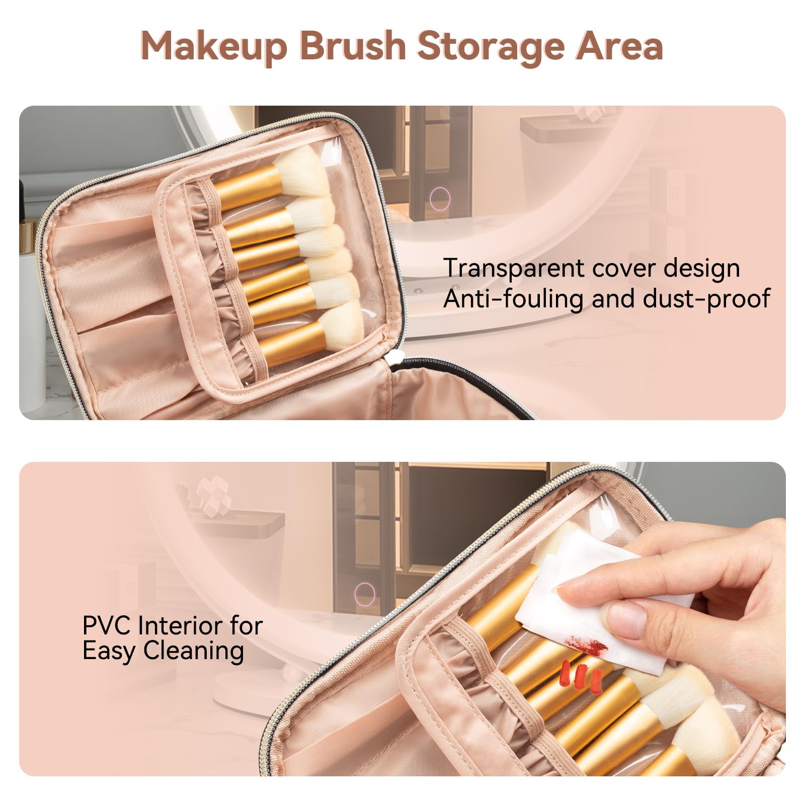 OCHEAL Large Capacity Makeup Bag for Travel - Waterproof Cosmetic Organizer with Vertical Storage, Perfect for Skincare & Toiletry Essentials | Ideal for Vacation, Gym, and Daily Use