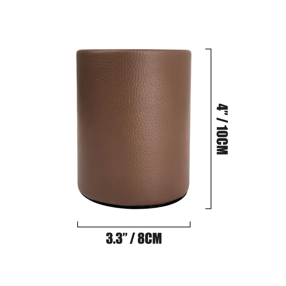 Premium PU Leather Pen & Pencil Holder - Desk Organizer Cup for Brushes, Scissors & Office Supplies (3.3