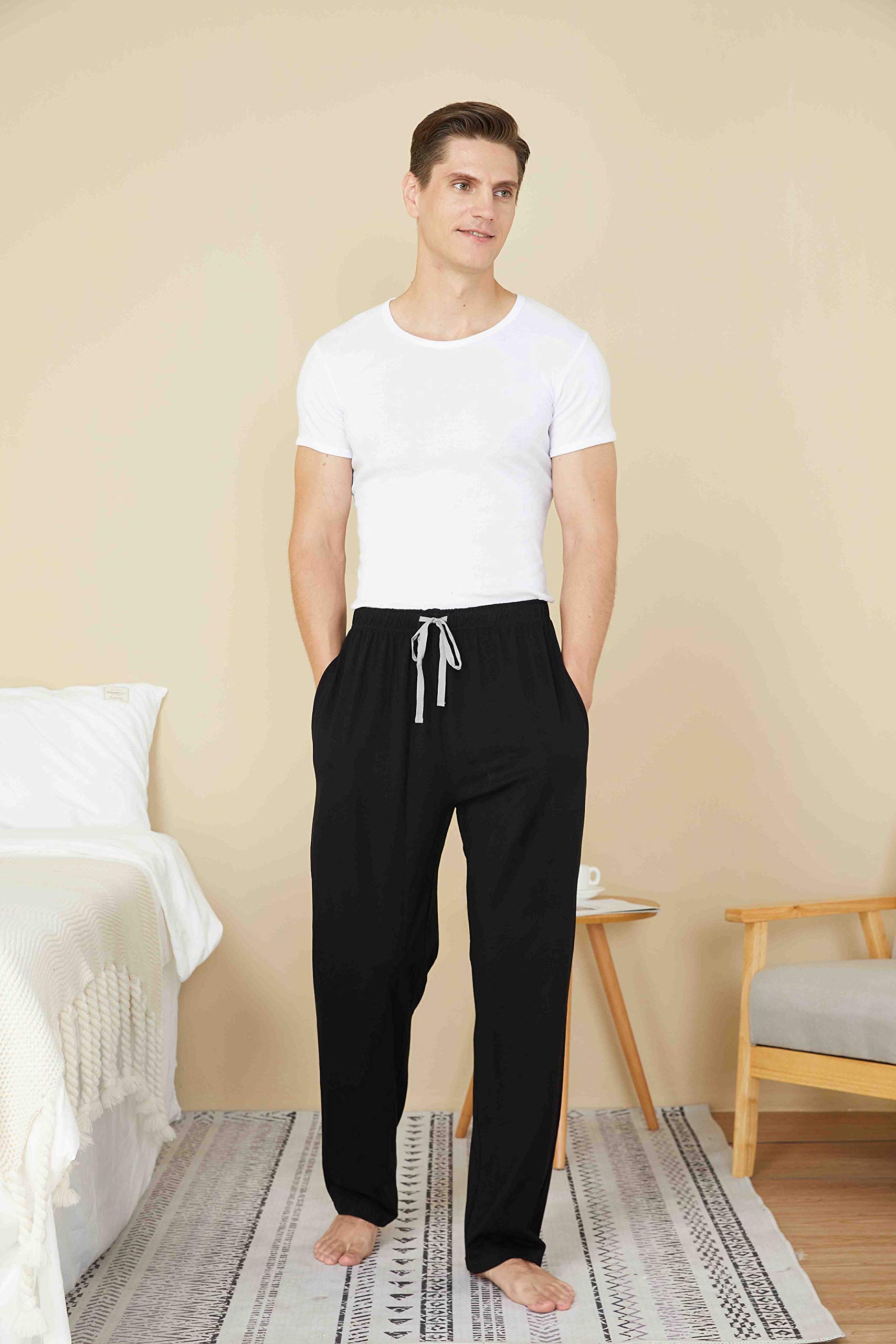 Men's Soft Cotton Pajama Pants - Comfortable Sleep & Lounge Pants for Relaxing at Home, Travel, and Lounging