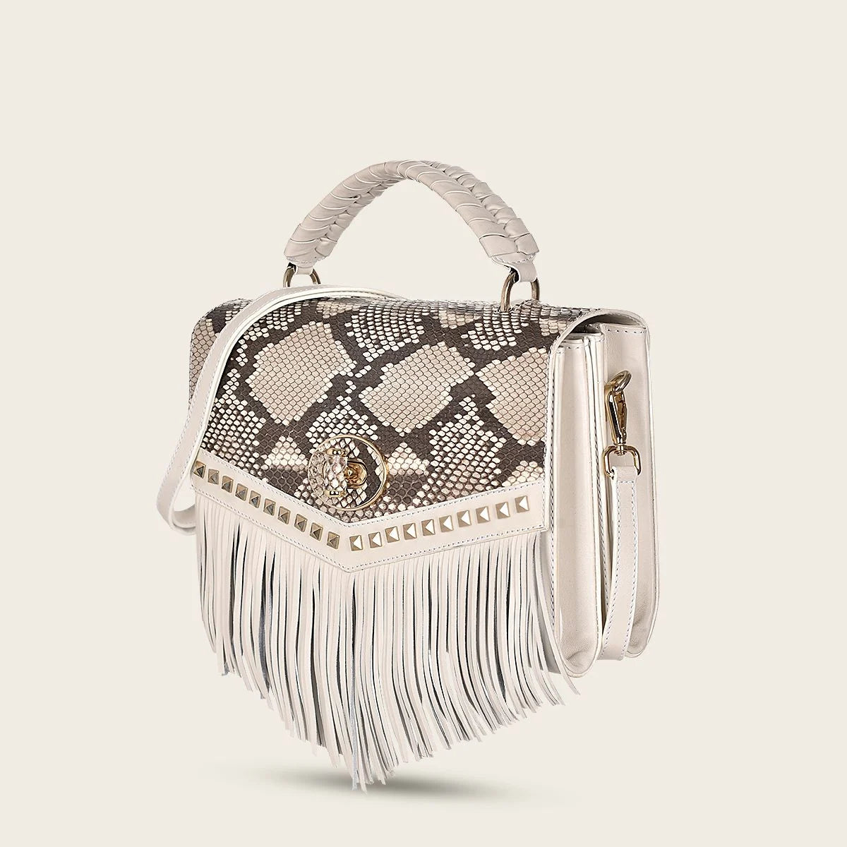 BOD87PI Cuadra White Western Fashion Python Handbag for Women - Stylish & Elegant Crossbody Purse for Parties, Dating & Daily Use