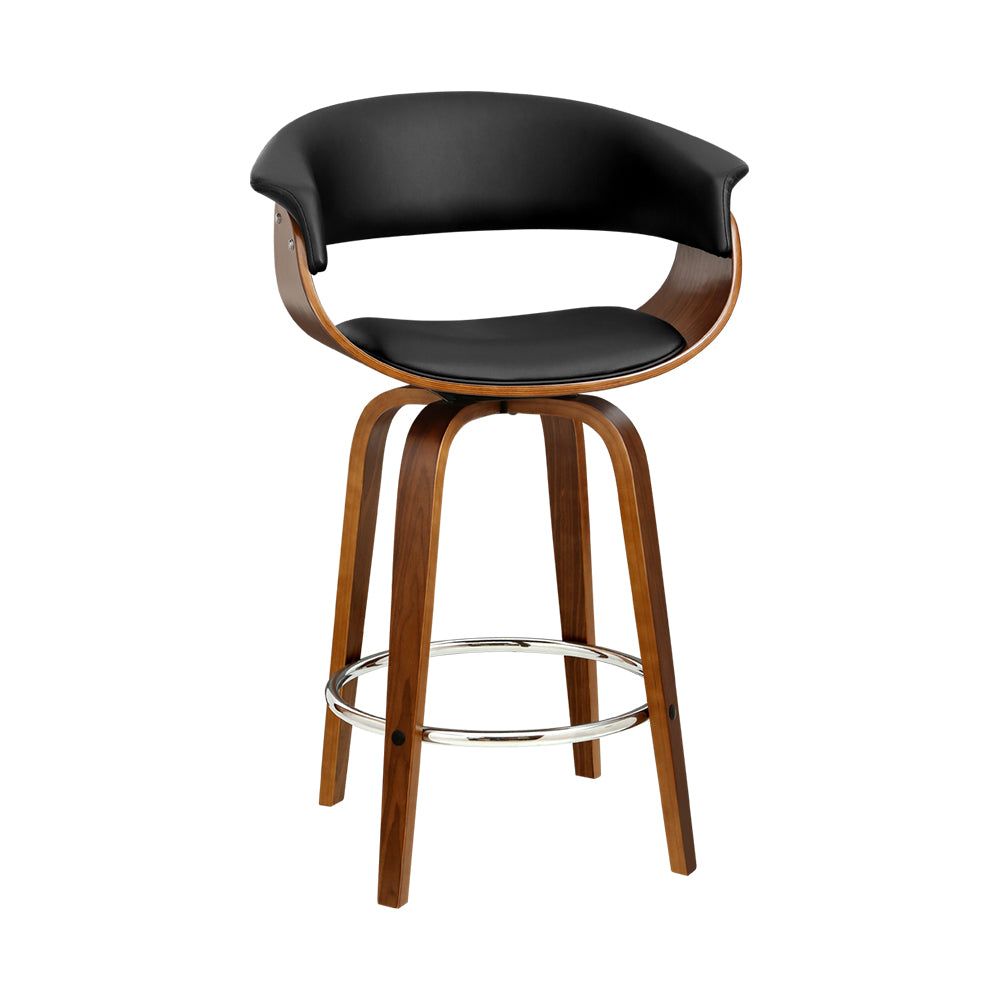 Swivel Bar Stool with PU Seat and Wooden Base - Perfect for Kitchen Islands, Bars, and Home Decor