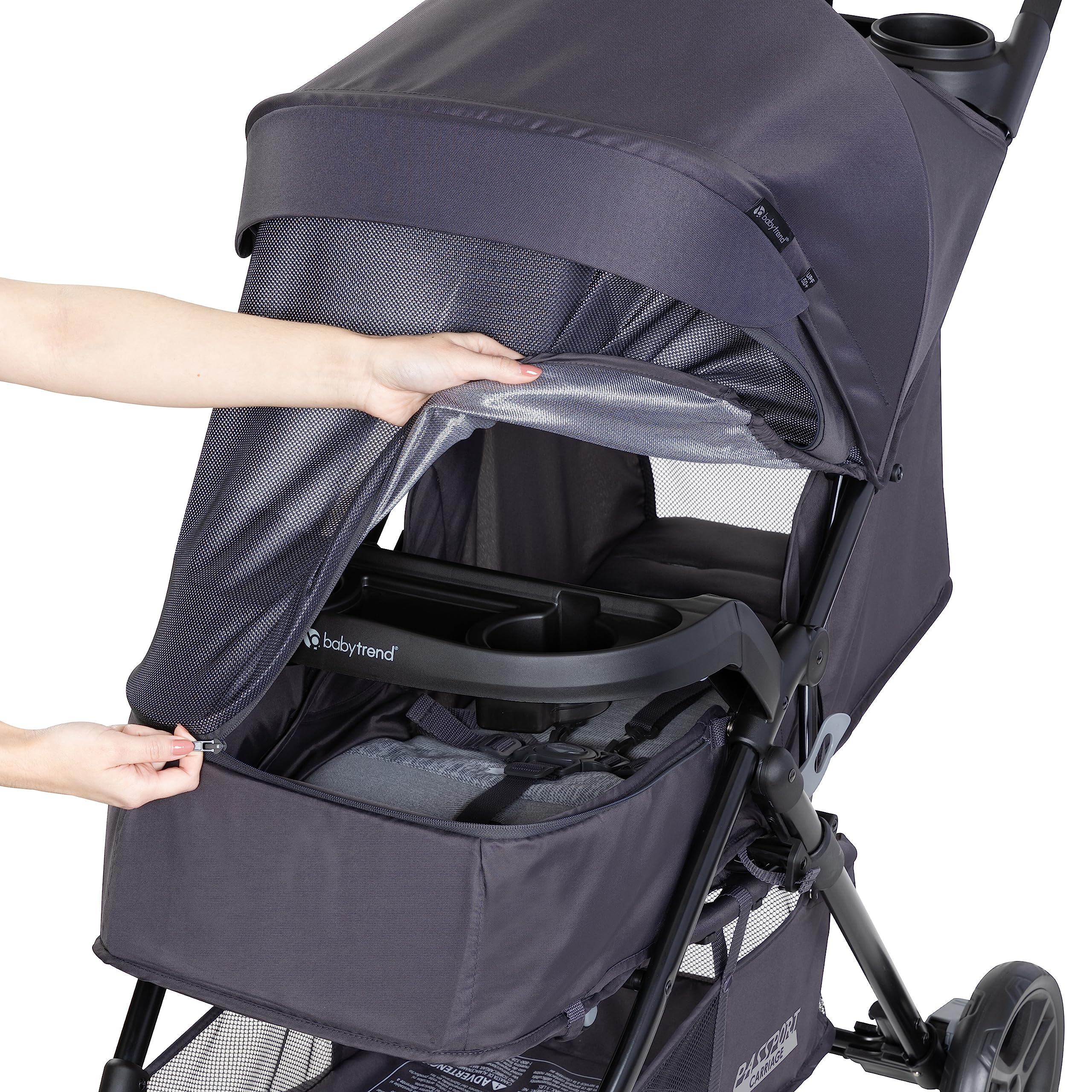 Baby Trend Passport® Stroller Travel System with EZ-Lift™ Infant Car Seat - Lightweight & Compact for Airplane Travel, Perfect for Newborns to Toddlers, Dash Black | Ideal for Family Outings, Shopping & Vacations