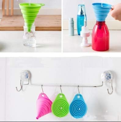 Collapsible Silicone Funnel for Water Bottles - Foldable Liquid & Powder Transfer Hopper (Multicolor, 1 Pack) - Perfect for Kitchen, Camping, and DIY Projects