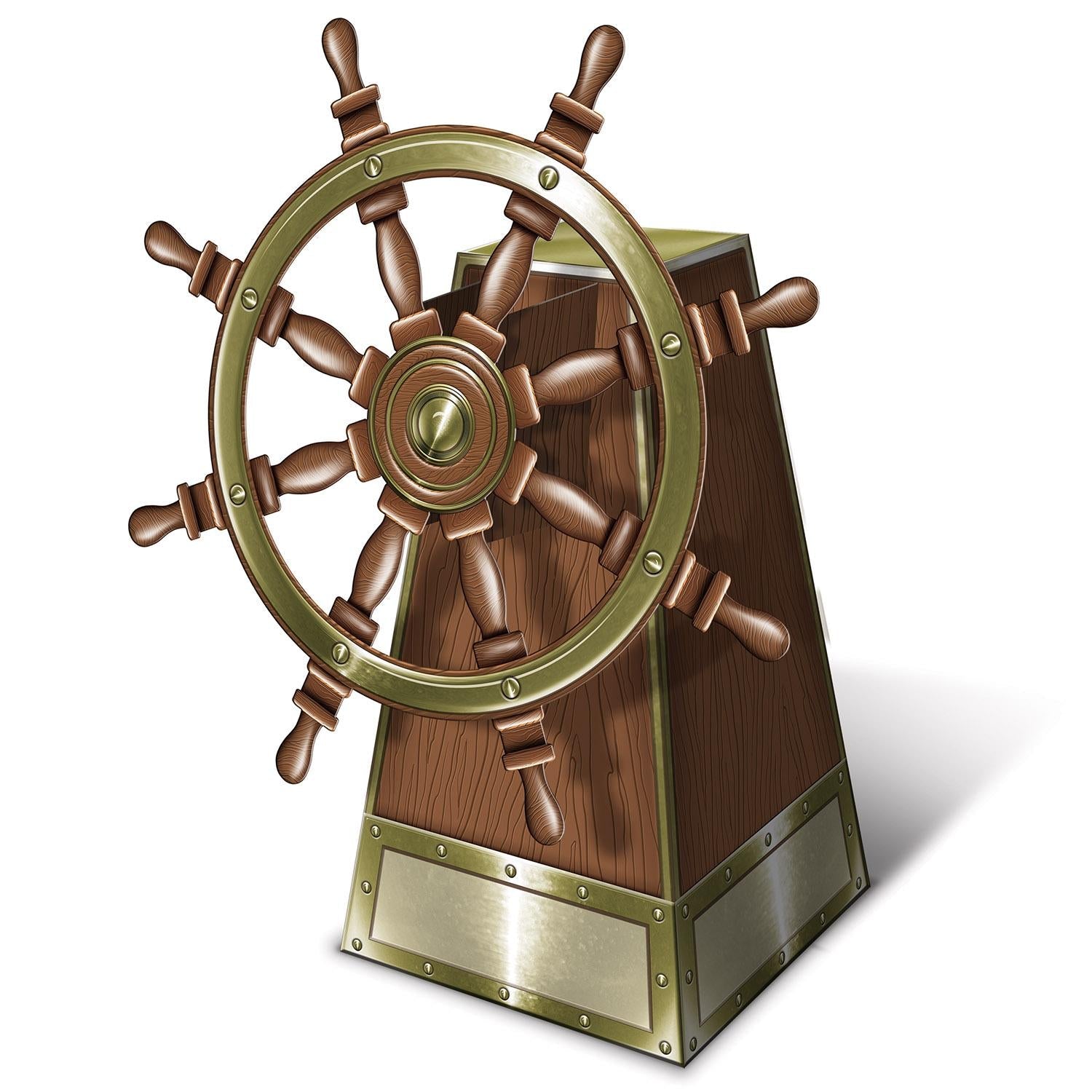 12 Pack Beistle 3D Jointed Ship's Helm Party Centerpiece - Nautical Theme Decor for Pirate Party, Halloween, Birthday & Wedding - Perfect for Table Decorations, Photo Props & Event Styling