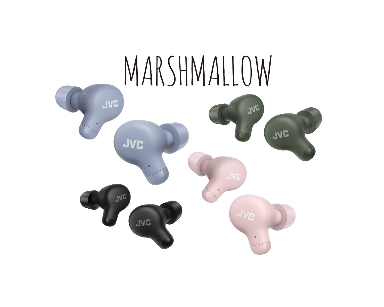 JVC Marshmallow Memory Foam True Wireless Earbuds - Bluetooth 5.0, Noise Isolating, 24H Playtime (4 Colors) - Perfect for Gym, Running, Travel & Work