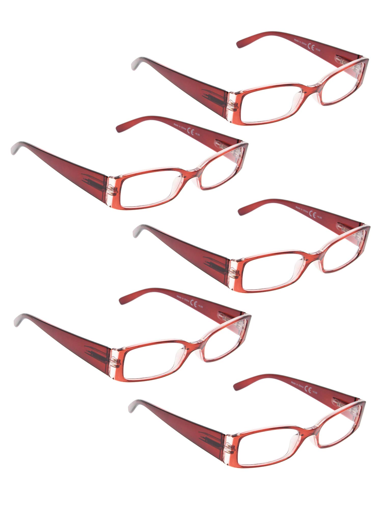 LUR Reading Glasses for Women - 5 Pack Rectangular Readers with Sunglasses Included | Stylish & Comfortable for Reading, Computer Work, and Outdoor Use