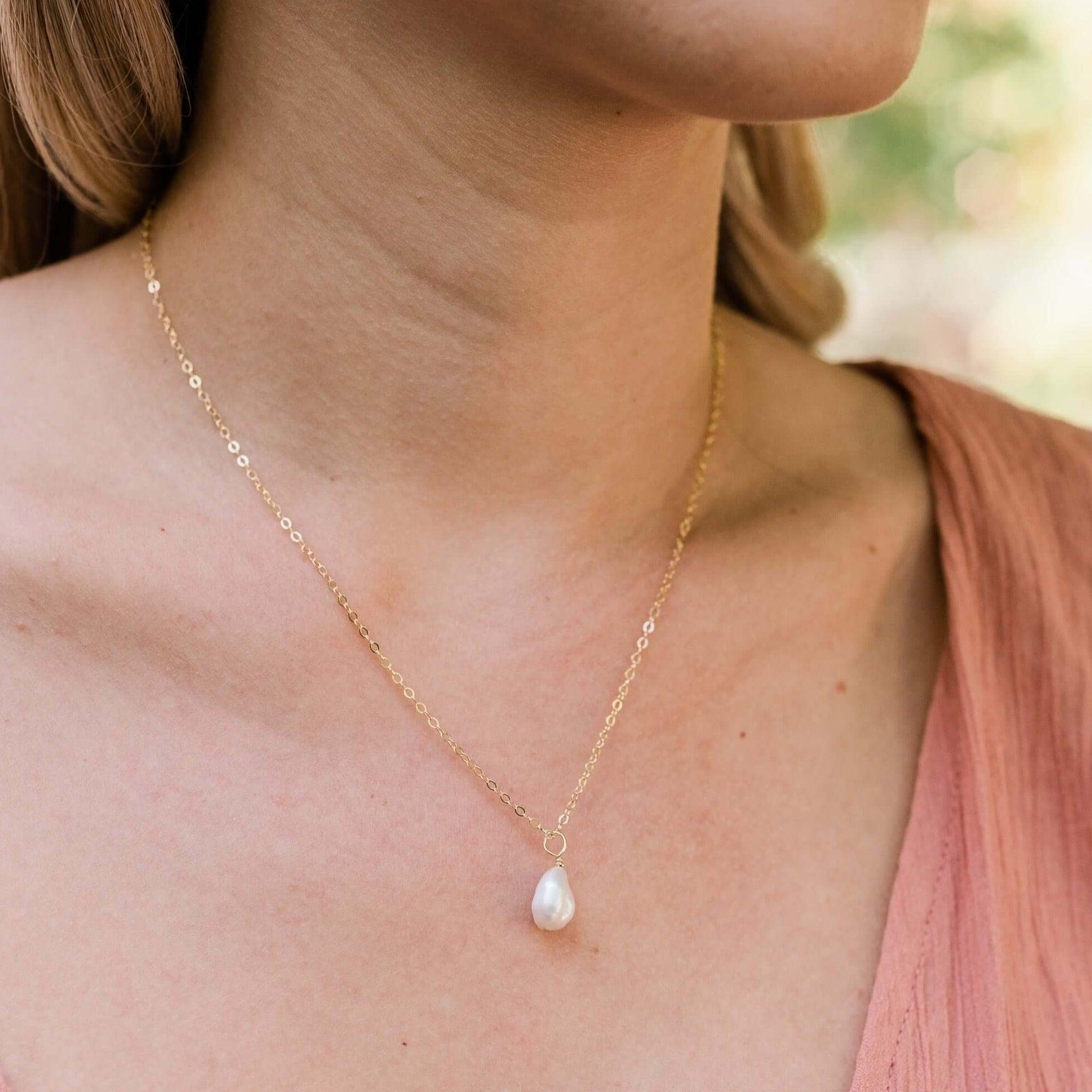 Tiny Raw White Freshwater Pearl Pendant Necklace - Dainty Natural Pearl Jewelry for Women - Perfect for Weddings, Date Nights & Special Occasions