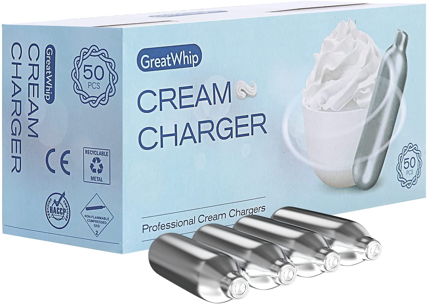 Premium Nitrous Oxide Whipped Cream Chargers (600 Count) - Perfect for Desserts, Coffee Toppings & Home Baking