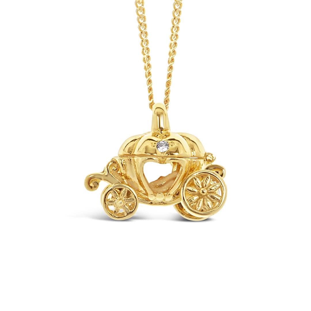 Enchanted Carriage Charm Necklace - Elegant Gold Jewelry for Women | Perfect for Fairy Tale Weddings, Birthday Gifts & Special Occasions
