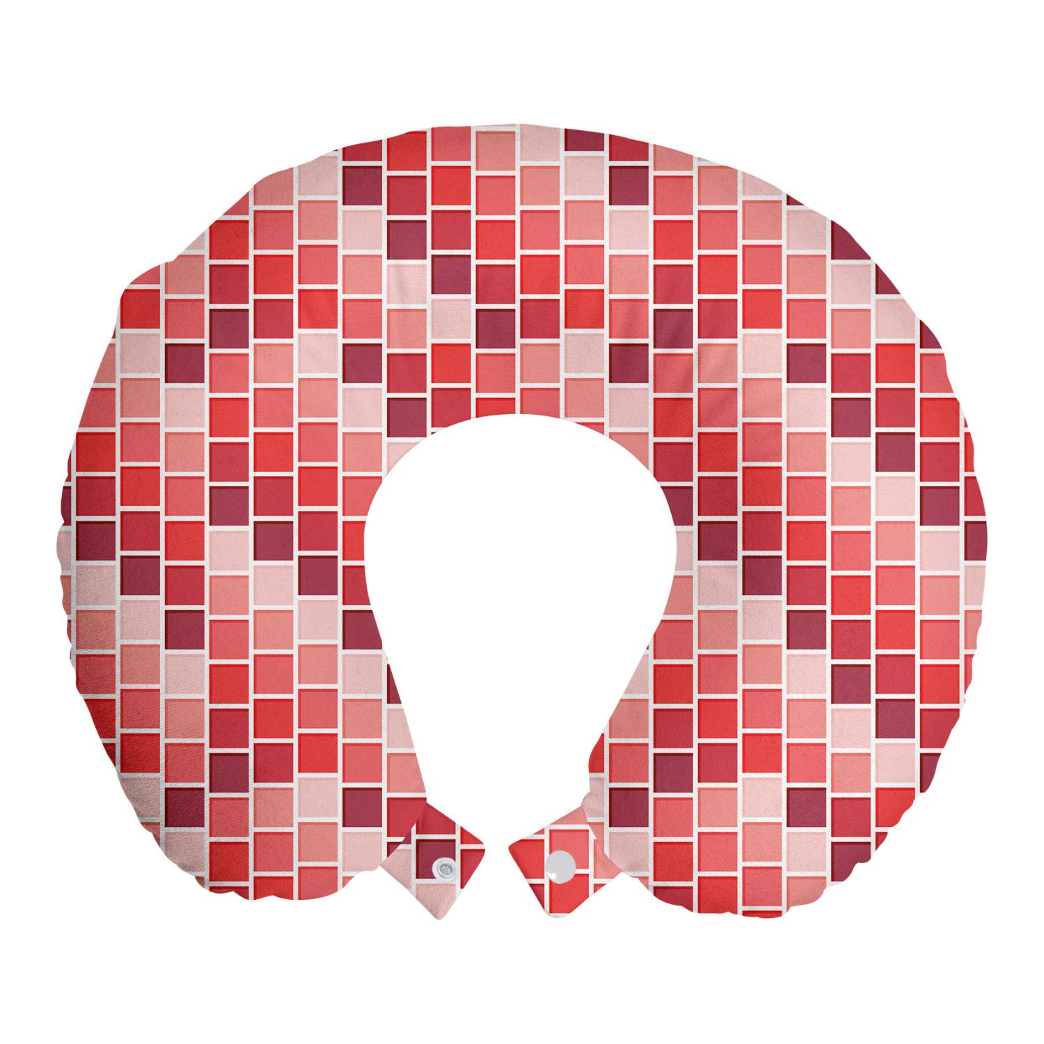 Ambesonne Geometric Travel Pillow - Memory Foam Neck Support for Airplane & Car - 12 Inch Coral Rose Design - Perfect for Long Flights, Road Trips & Office Naps