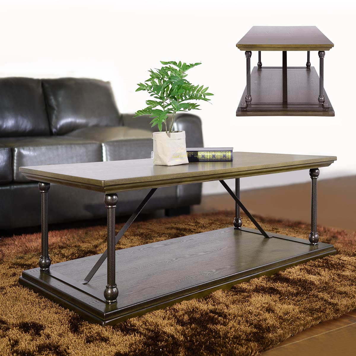 4 Legs Coffee Table with Storage - Modern Living Room Sofa Center Table, Snack & Laptop Table for Indoor & Outdoor Use - Perfect for Garden, Patio, and Small Space Living