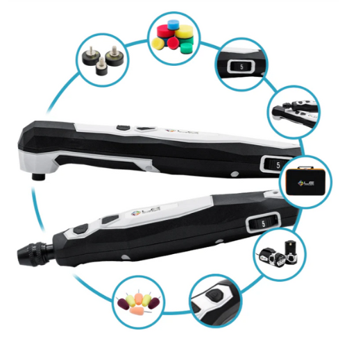 LIQUID ELEMENTS A800 Mini Cordless Polishing System - Compact Precision Tool Kit for Tight Space Detailing, Car Detailing, Jewelry Polishing & DIY Projects