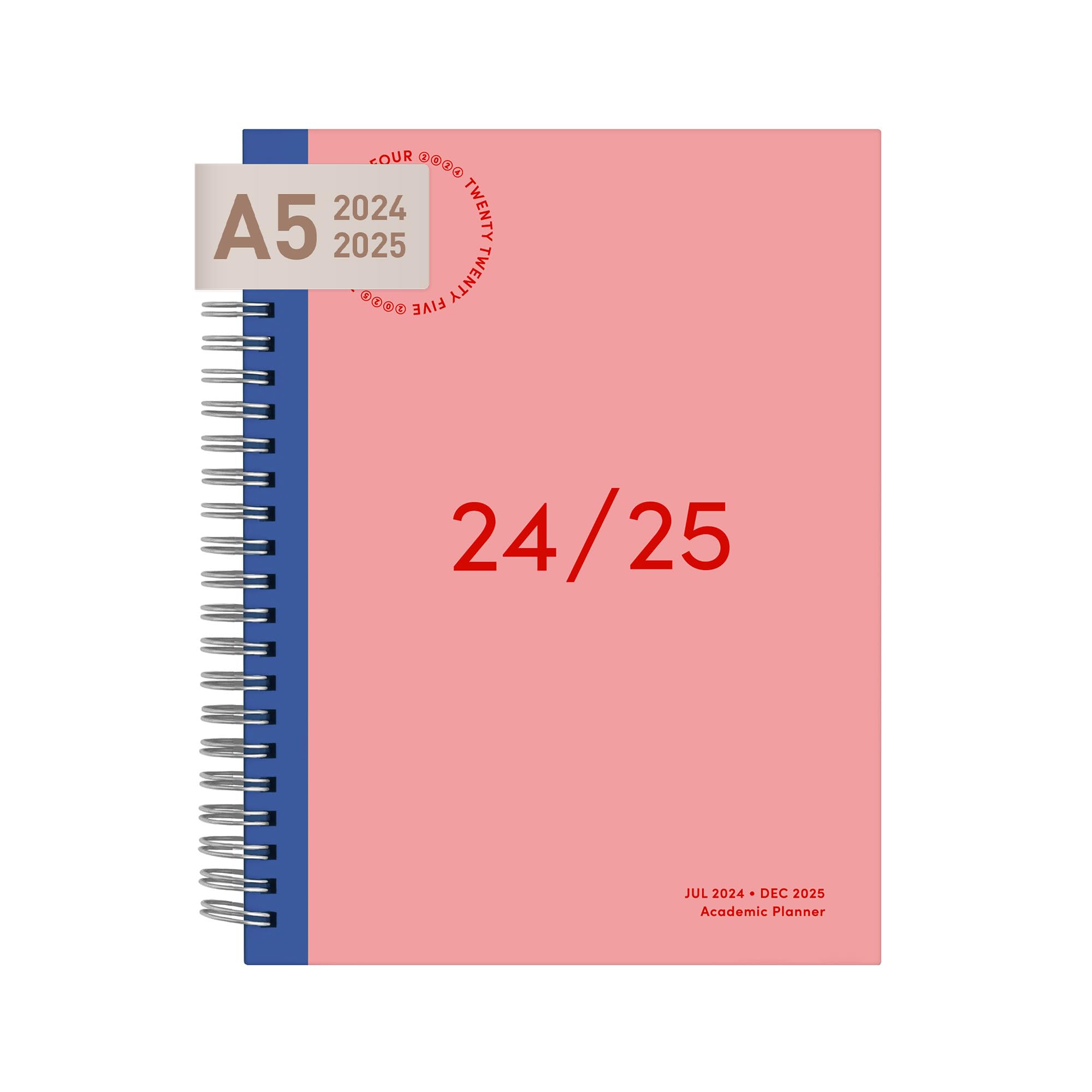 Riley's 2024-2025 Academic Planner | 18-Month Weekly & Monthly Organizer with Twin-Wire Binding | Durable Cover & Notes Pages | 8.3 x 5.9 Inch Pink Student Planner | Perfect for College, School & Work Schedule Planning