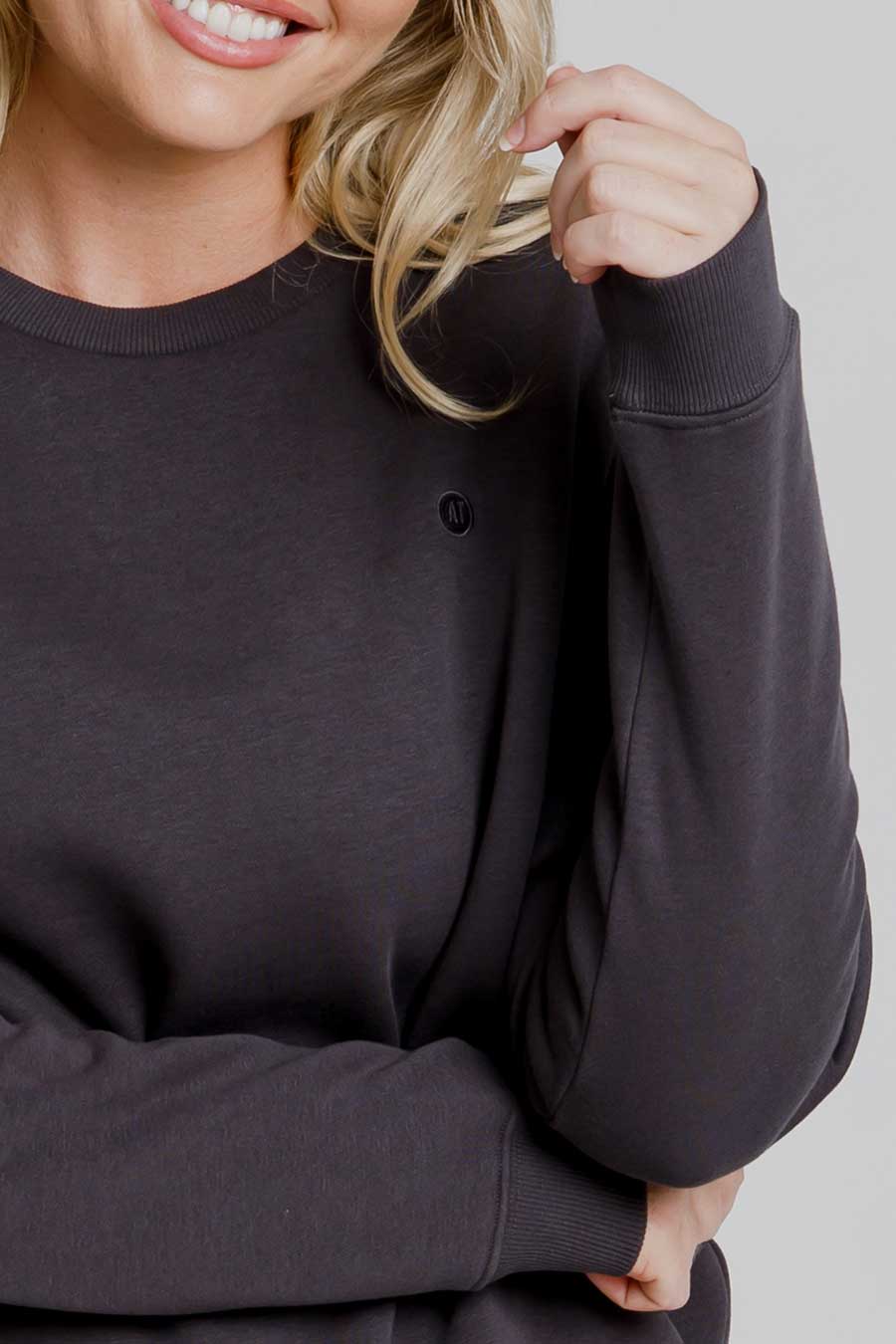 Off Duty Sweatshirt for Women & Men - Soft Cotton Pullover Hoodie in Charcoal Black | Casual Loungewear, Streetwear Fashion, and Cozy Home Wear