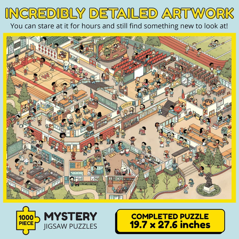 1000-Piece Mystery Jigsaw Puzzle with Storytelling Comics & Secret Ending - Challenging Puzzle for Adults & Kids - 19.7'' x 27.6'' Frameable Art (Snack Attack Theme) - Perfect for Family Game Nights, Brain Teasers & Home Decor