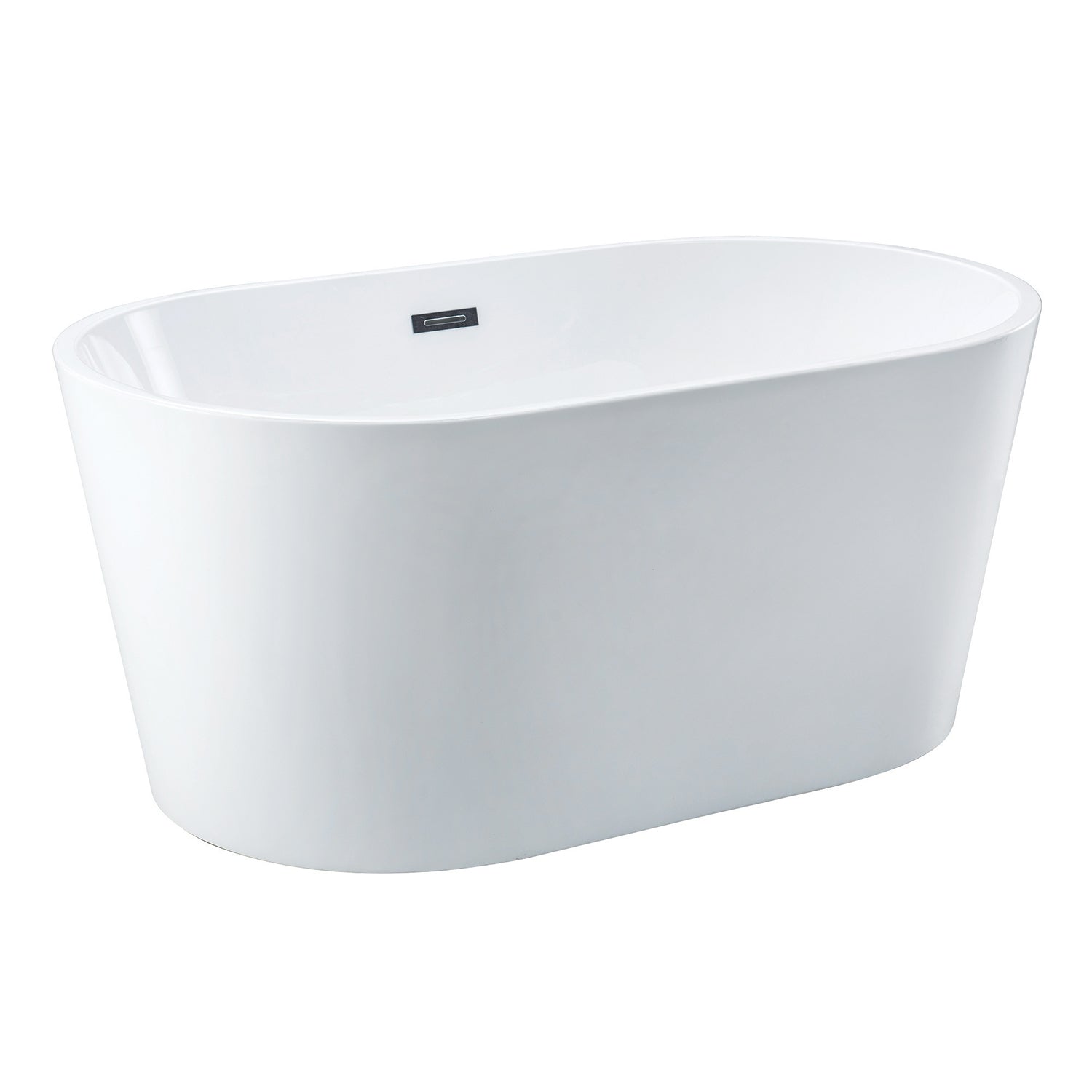 Aqua Eden VTDE533023 53-Inch Freestanding Acrylic Oval Bathtub with Drain - Glossy White - Luxury Soaking Tub for Spa, Bathroom, and Relaxation at Home