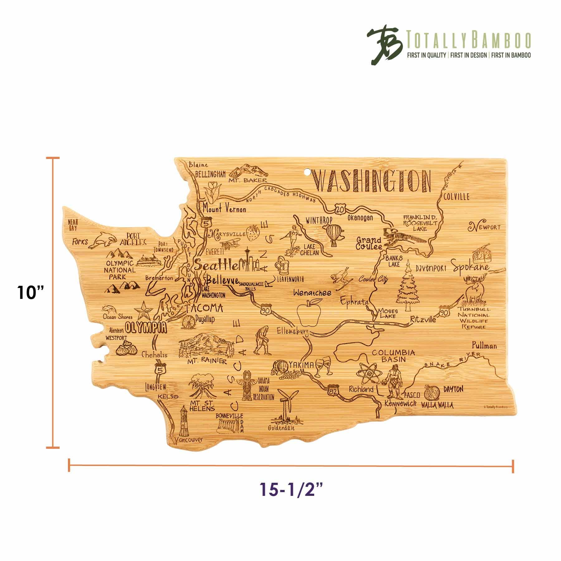 Washington State Themed Wooden Cutting Board - 15.5 x 10 Inches - Perfect for Kitchen Prep, Charcuterie Boards & Home Decor