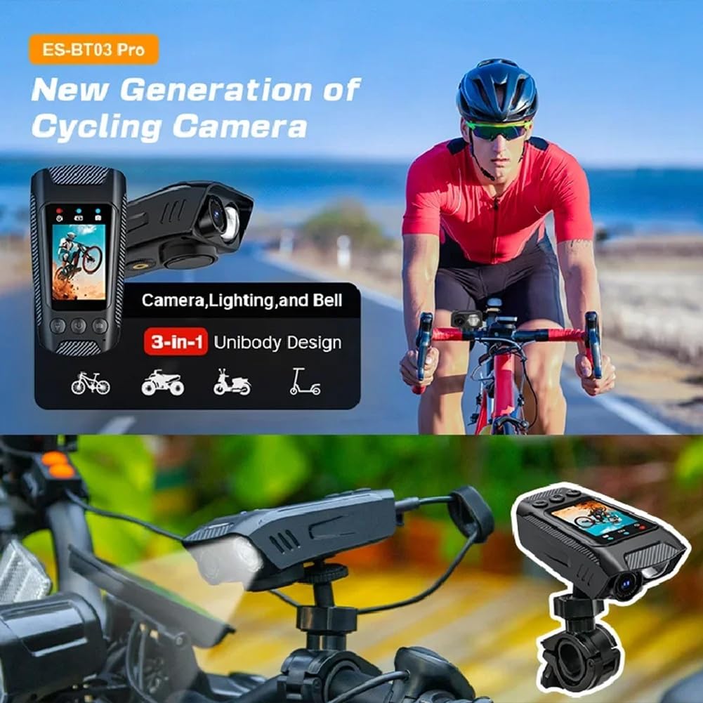 Scalewbin 3-in-1 4K Sports Action Camera - HD Dash Cam, Bike Helmet Camera & Cycling Recorder with Built-in Light for Motorcycle, Bicycle & Outdoor Adventures
