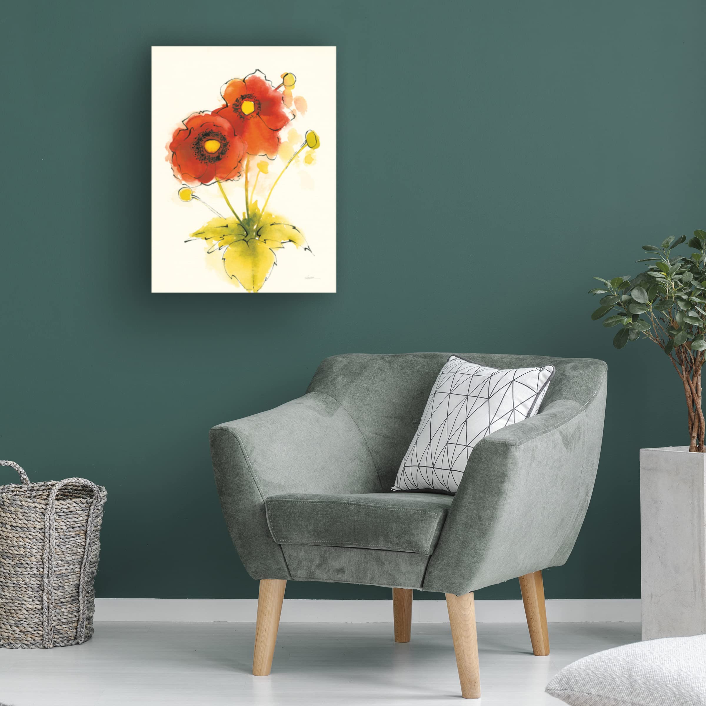 Shirley Novak 'Flores Rojas I' Canvas Art Print - Vibrant Floral Wall Decor for Living Room, Bedroom & Office - Trademark Fine Art Collection