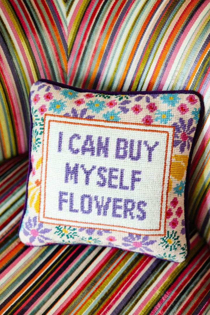 Elegant Floral Needlepoint Pillow - Handmade Decorative Cushion for Sofa, Bed & Home Decor | Perfect Gift for Housewarming & Wedding