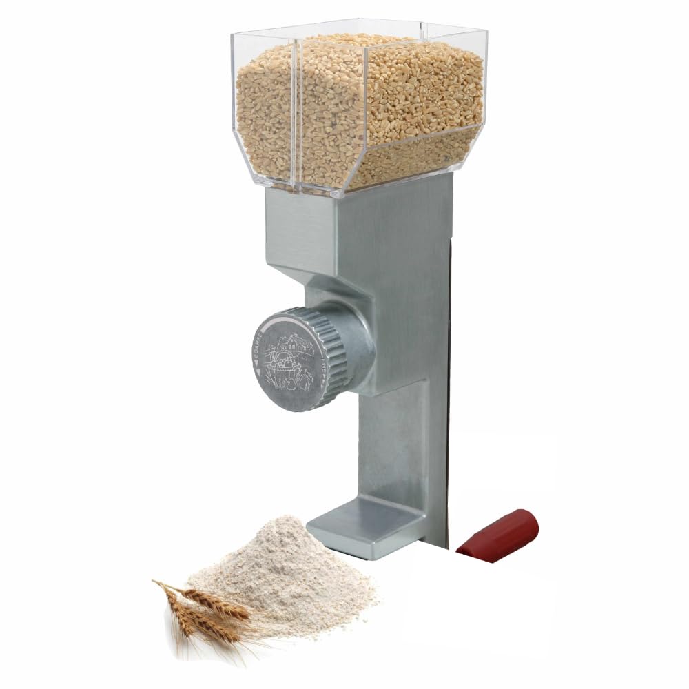 Premium Stainless Steel Grain Mill for Wheat Flour Grinding - Heavy Duty Metal Burr Grinder for Home Baking | Perfect for Bread, Pastry & Healthy Whole Grain Cooking