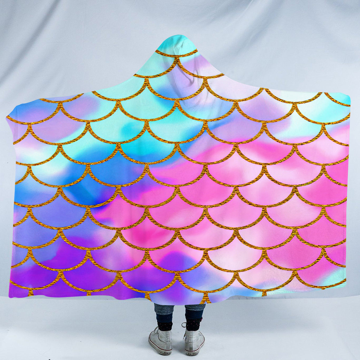 Mermaid Passion Cozy Hooded Blanket - Soft Fleece Wearable Blanket for Women & Teens - Perfect for Netflix, Gaming & Lounging at Home