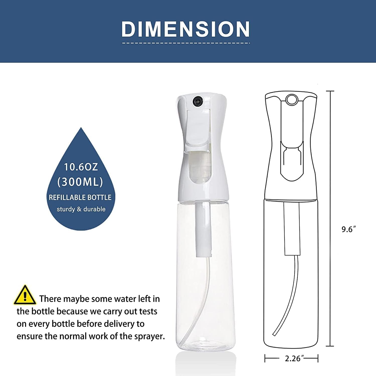 SKYPARKLE 300ml Continuous Spray Bottle - Ultra Fine Mist for Hair Styling, Plant Watering, Cleaning & More | Professional Salon & Barber Quality | Perfect for Home, Salon & Garden Use (White, Pack of 1)