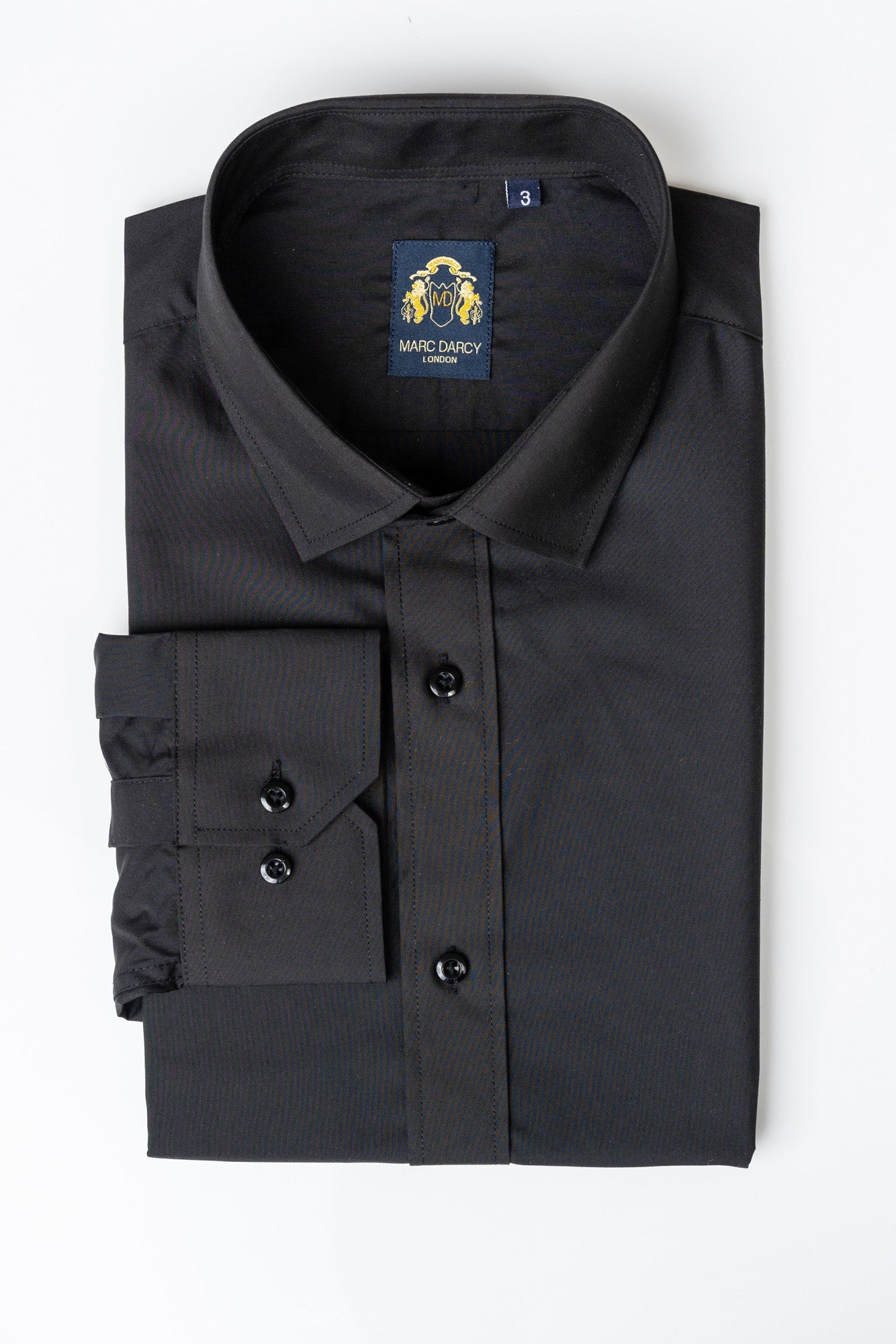 CARTER Men's Black Long Sleeve Dress Shirt - Slim Fit Business Casual Button Down Shirt for Office, Wedding & Formal Occasions