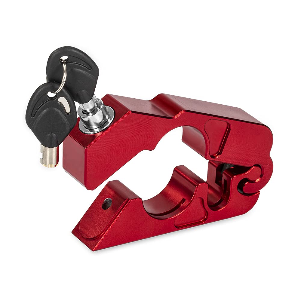 Universal Anti-Theft Motorcycle Grip Lock - Red Throttle Handlebar Security Lock for Enhanced Motorcycle Protection in Parking & Storage