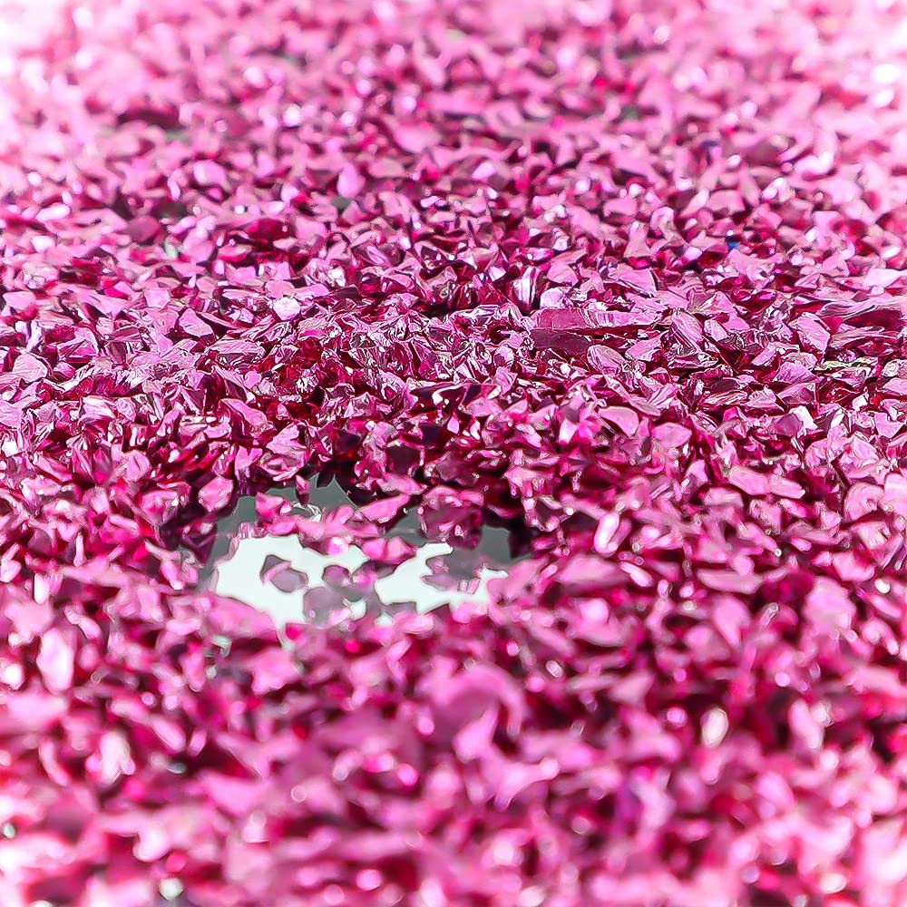 50g Pink Sequins Glitter Crushed Glass 2-4mm Irregular Chunky Shiny Sprinkles for Epoxy Resin Jewelry, Nail Art, Scrapbooking, Vase Filler, Home Decor - DIY Crafts, Wedding Centerpieces, Gift Wrapping, Party Decorations