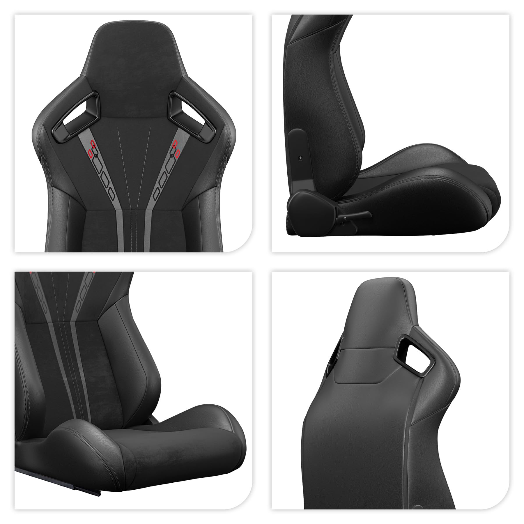 2 Pack Universal Racing Bucket Seats - PVC Leather Car Seats with Dual Lock Sliders for Front/Back Adjustment | Perfect for Sports Cars, Drifting & Track Racing