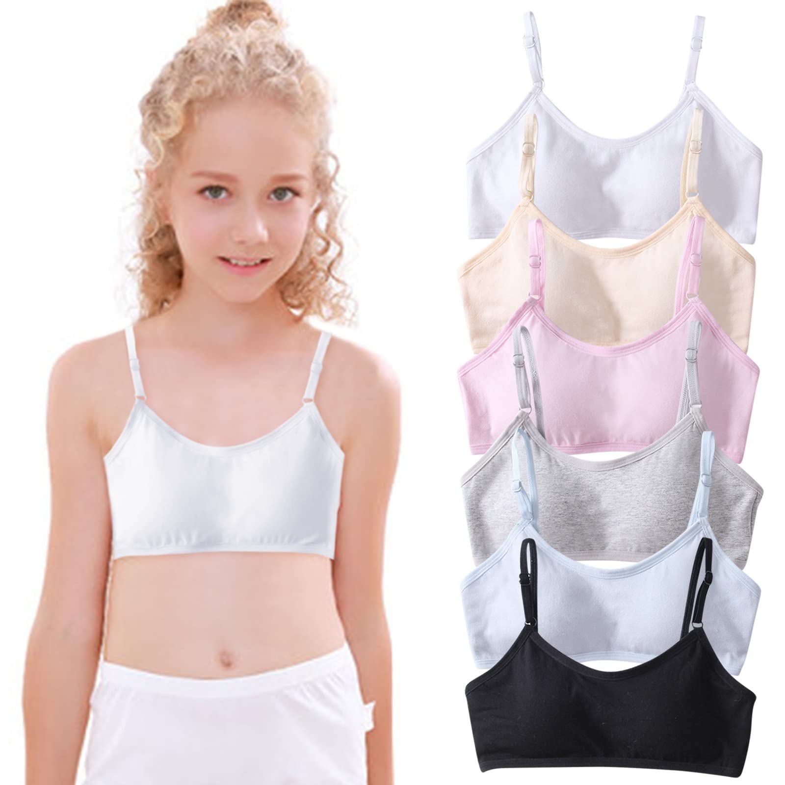 Seamless Girls Training Bra - Adjustable Crop Cami Bralette for Sports & Everyday Wear | Comfortable Bras for Girls Age 10-15 | Perfect for School, Yoga & Active Play