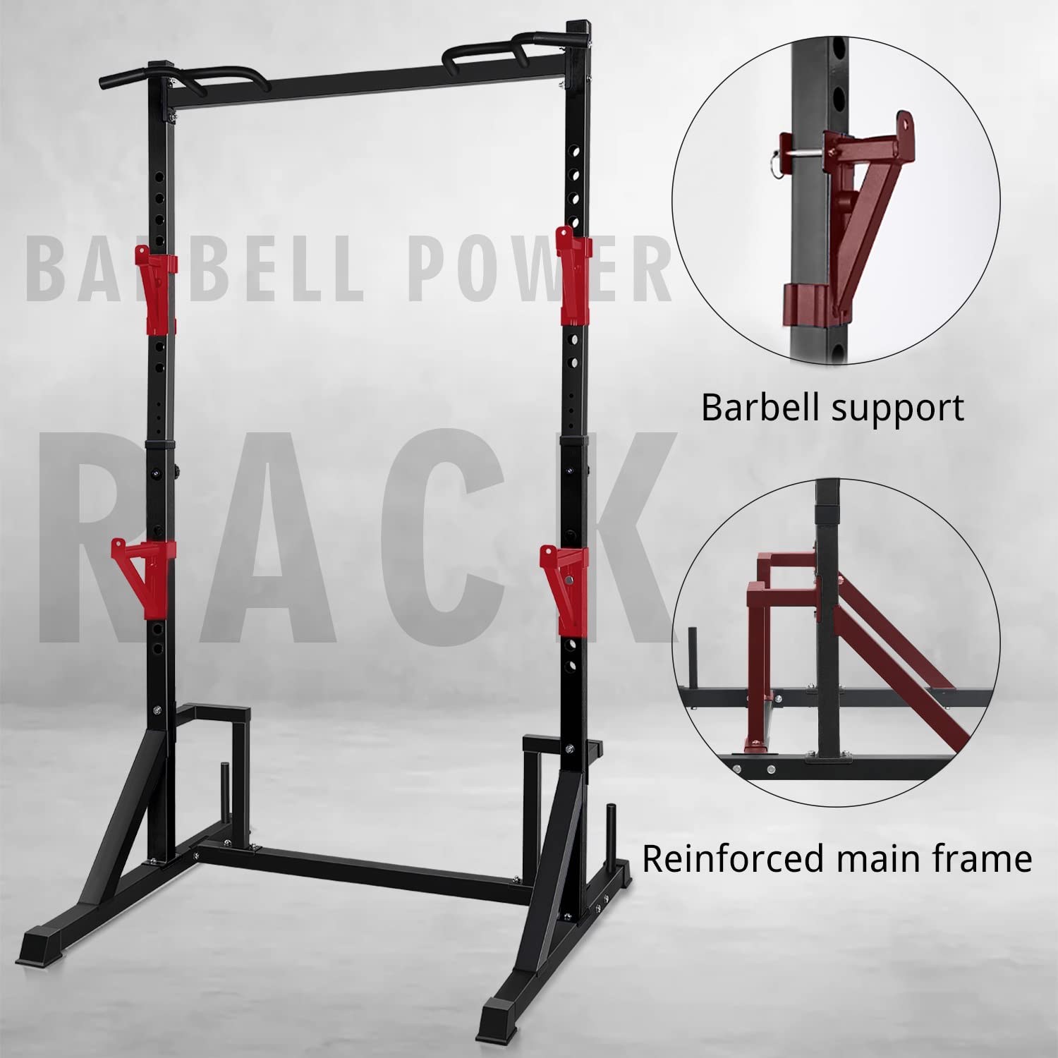 CANPA Heavy Duty Power Rack with Pull-Up Bar - 1000LB Capacity Adjustable Squat Rack for Home Gym - Perfect for Strength Training, Weightlifting & CrossFit Workouts