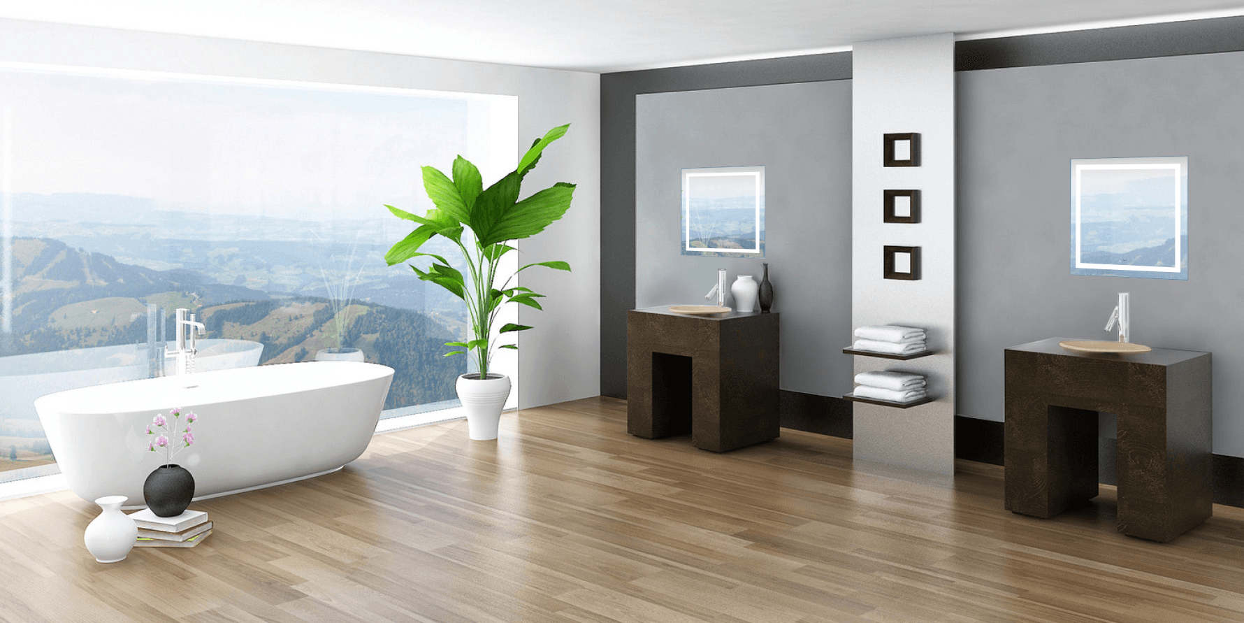 Krugg Icon 24x24 Inch LED Bathroom Mirror with Adjustable Dimmer & Anti-Fog Function - Perfect for Modern Vanity, Spa-Like Bathroom & Makeup Area Lighting