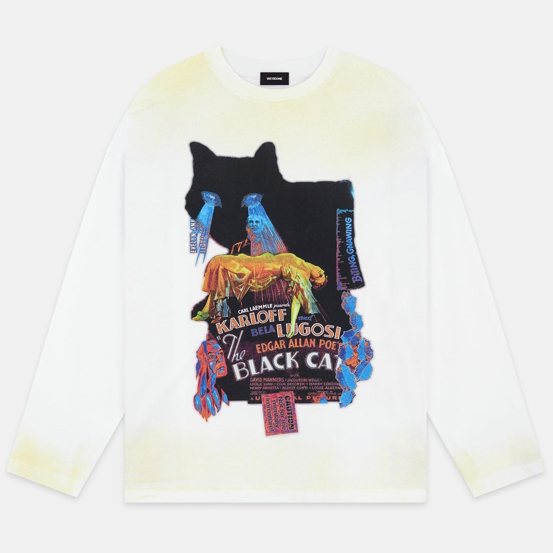 WE11DONE 23FW Cat Print Long Sleeve T-Shirt for Women - Cute Graphic Tee for Casual Wear, Street Style & Everyday Outfits