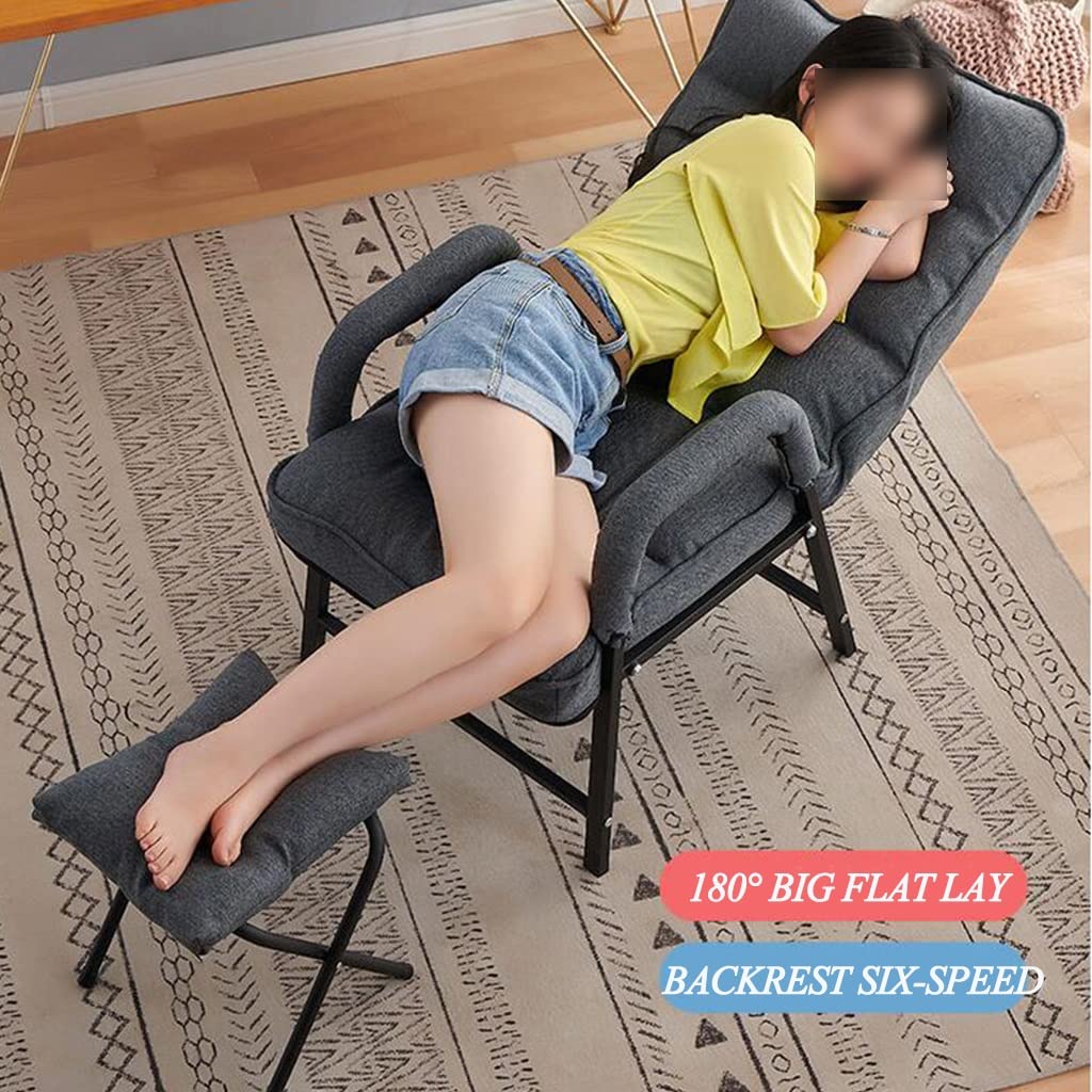 Comfortable Recliner Chair with Ottoman - Adjustable Backrest Fabric Leisure Chair with Storage Bags & Side Pockets - Perfect for Living Room, Bedroom or Home Office Relaxation