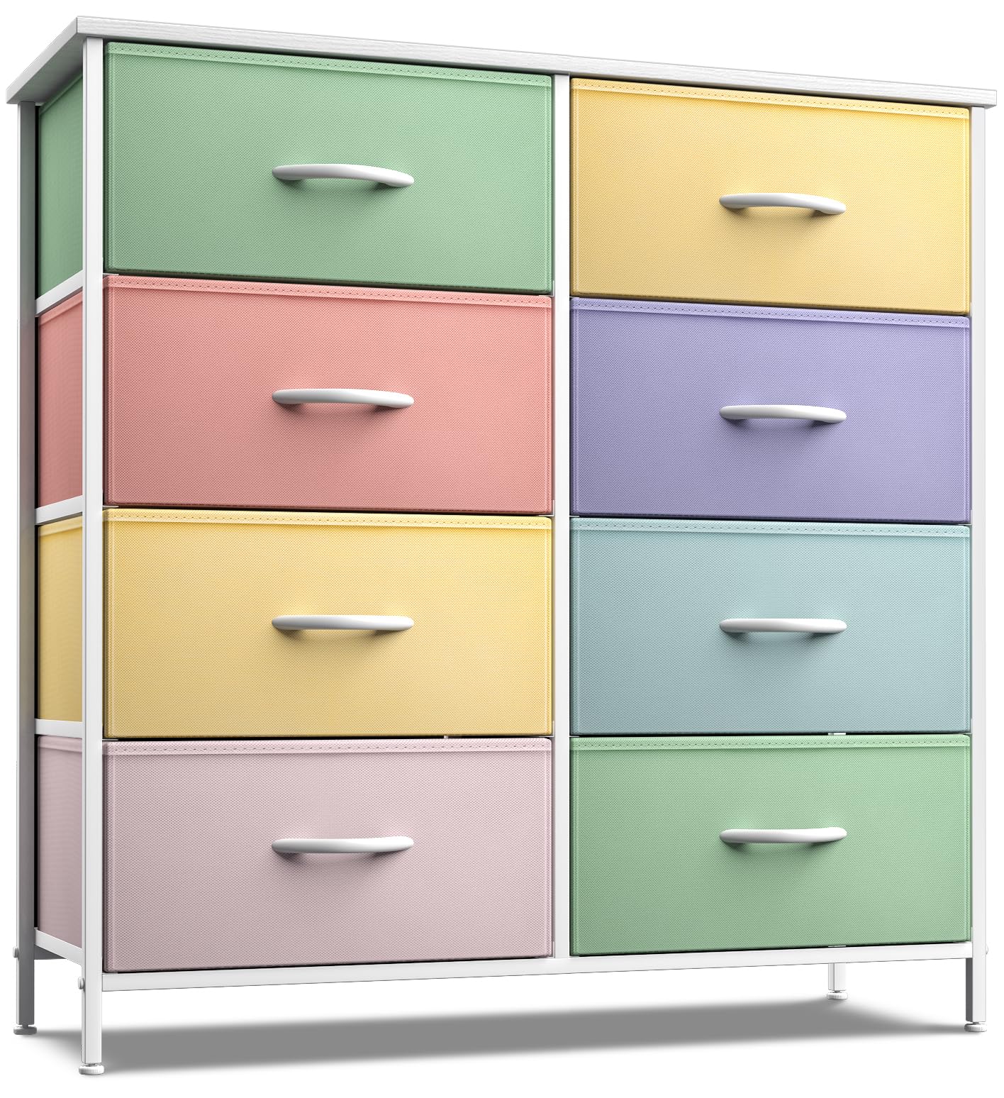 Sorbus 8-Drawer Kids Dresser with Steel Frame & Wood Top - Pastel Tie-Dye Fabric Storage Bins for Bedroom, Closet & Nursery Organization - Perfect for Toddler Clothes, Toys & Baby Essentials Storage