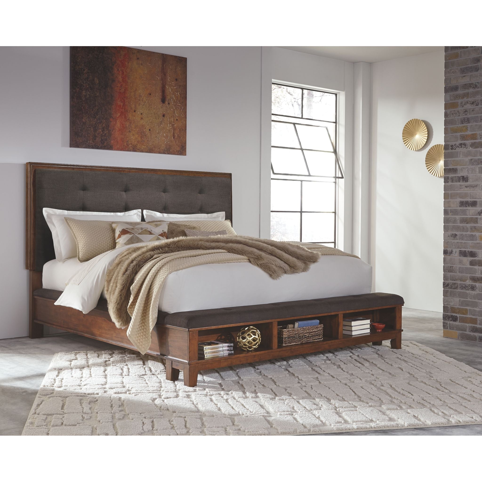 Ashley Ralene 3-Piece Panel Bed Set - Queen Size Wooden Bed Frame with Headboard & Footboard - Perfect for Master Bedroom & Guest Room Decor