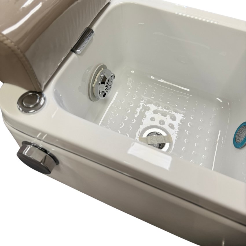 Electric Massage Pedicure Chair Foot Spa Sofa with Wide Tap Handle - Beige & Grey Color - Perfect for Home Spa, Nail Salons & Relaxation Therapy