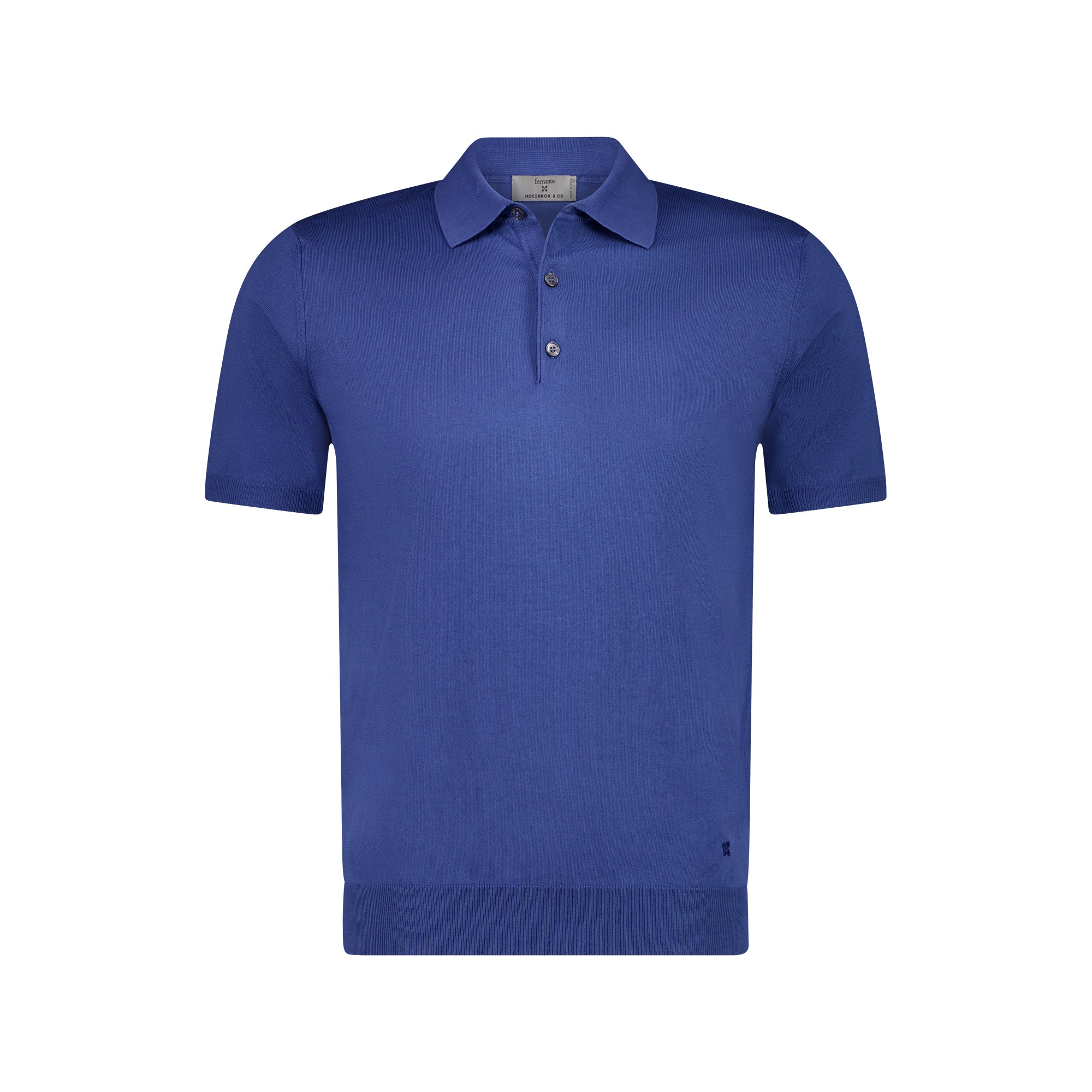 Ferrante Men's Knitted Cotton Polo Shirt - Classic Jean Blue Casual Top for Business & Leisure Wear