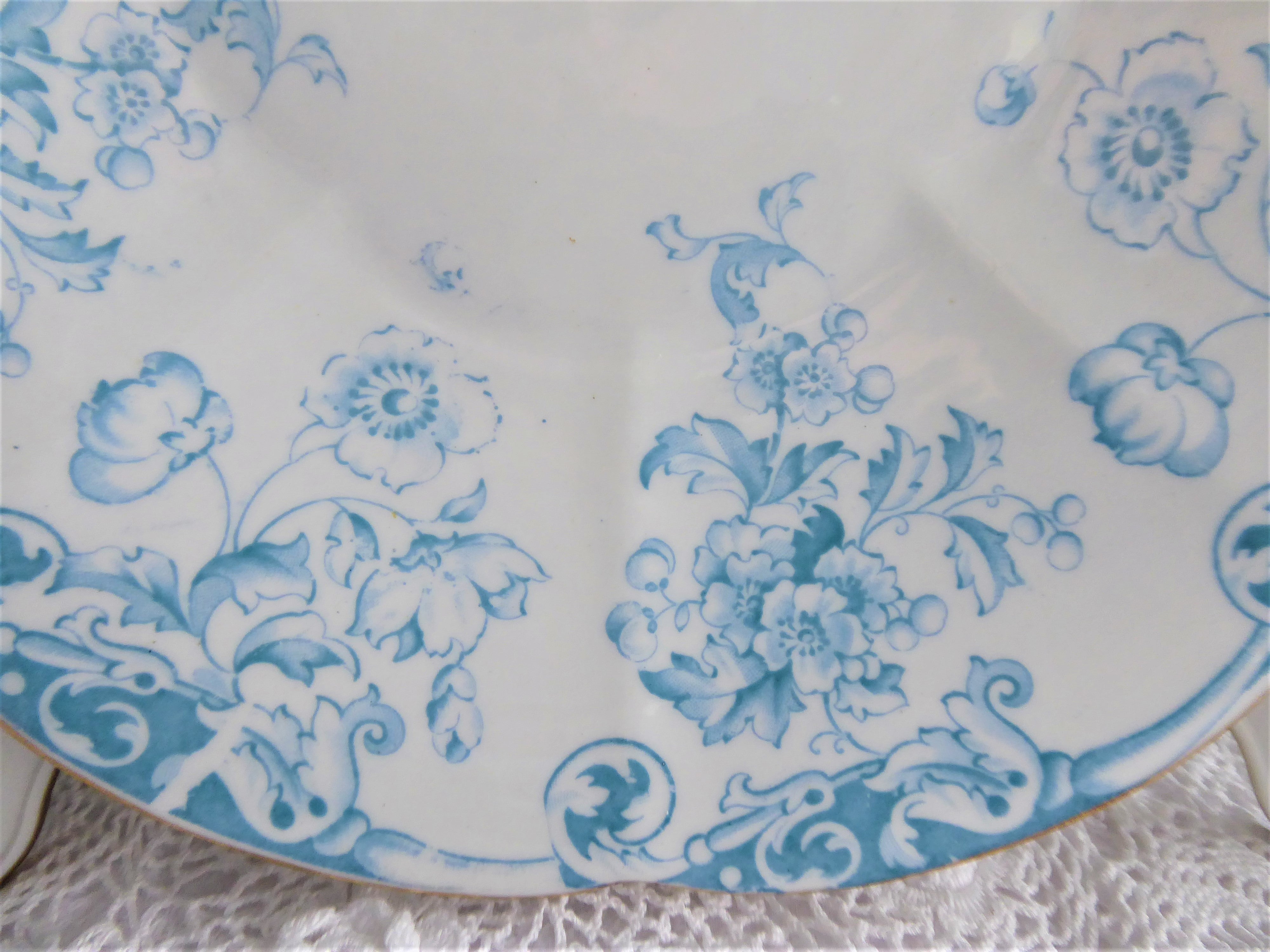 Vintage Shelley Wileman Edwardian Poppies Serving Plate - Aqua Blue Floral Design 1900 Collectible Fine China - Perfect for Afternoon Tea, Bridal Showers & Vintage Tableware Displays