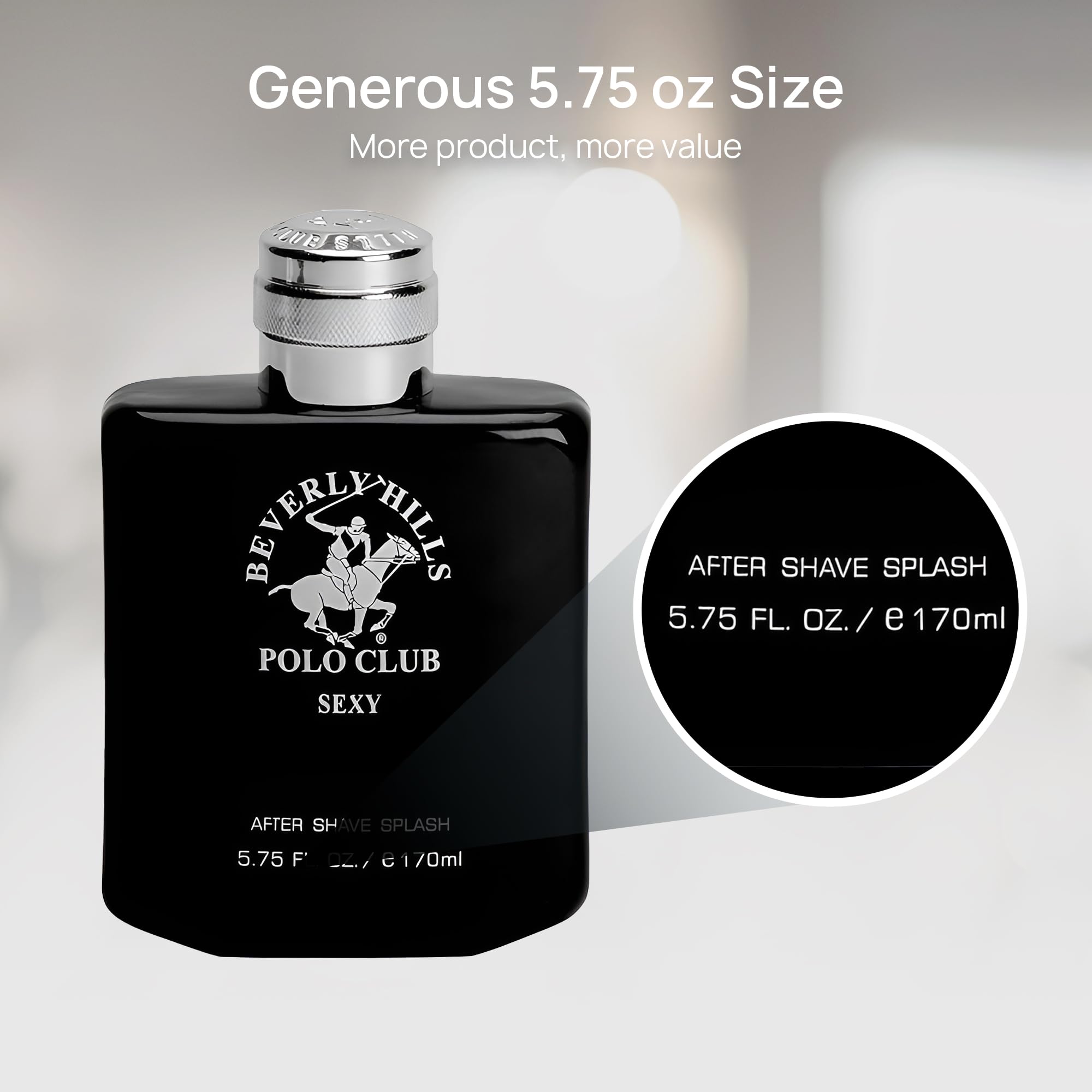 Beverly Hills Polo Club Men's After Shave Lotion - Designer Fragrance, Sexy Blaze Blue Scent, 5.75 oz | Moisturizing Post-Shave Care for Smooth Skin | Perfect for Daily Use & Special Occasions
