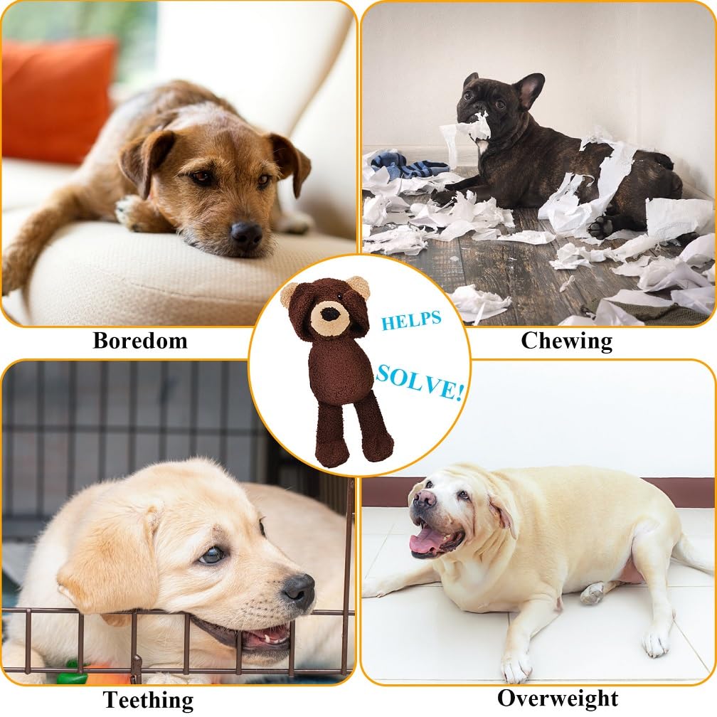 3-Layer Stuffed Squeaky Dog Toys for Small, Medium & Large Dogs - Soft Plush Chew Toys for Puppies & Adult Dogs - Bear Design for Teething & Playtime - Perfect for Indoor & Outdoor Fun