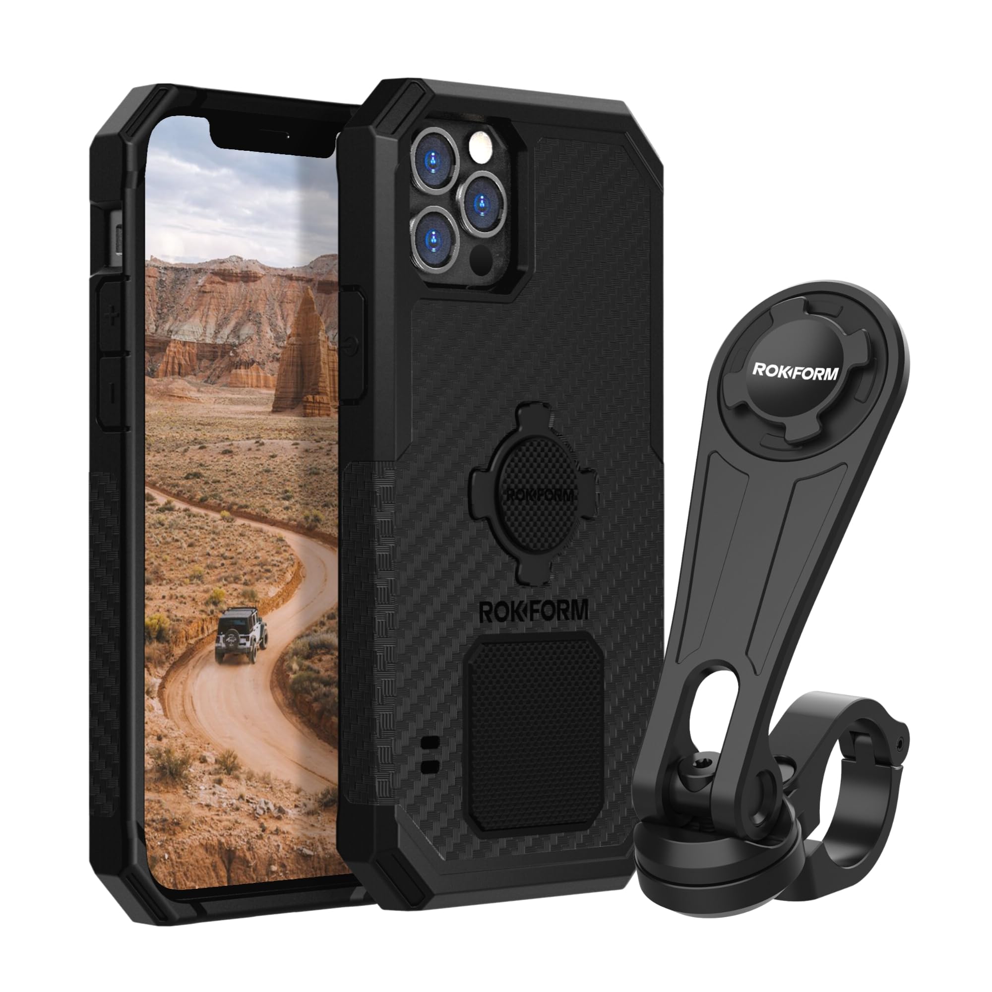 Rokform Rugged Case for iPhone 12 Pro Max with Motorcycle Handlebar Mount | Shockproof Protective Cover | Perfect for Motorcycle Riders, Outdoor Adventures & Extreme Sports
