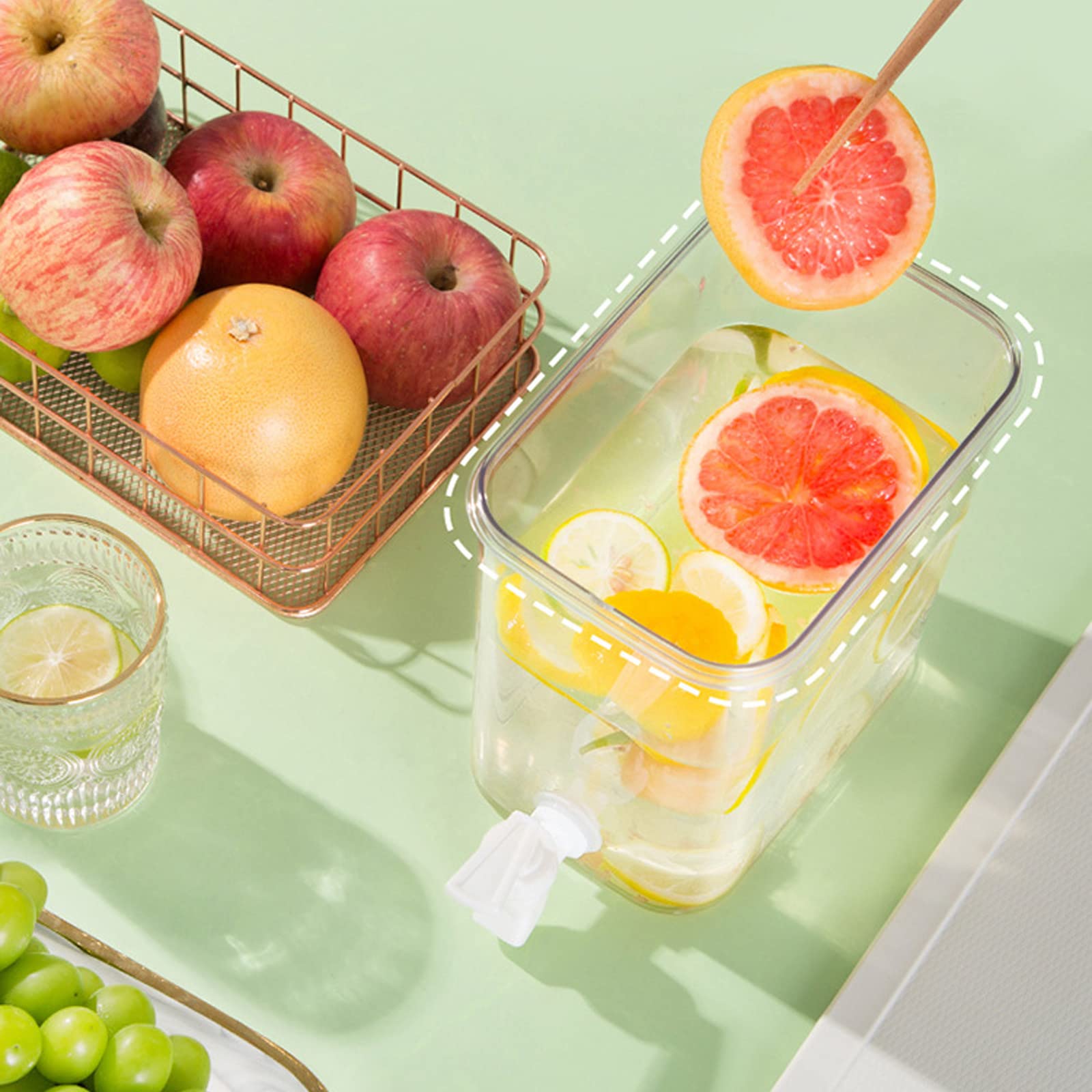 3.5L Plastic Drink Dispenser with Spigot - Wide Mouth Beverage Container for Fridge, Iced Juice, Lemonade & Cold Water - Perfect for Parties, BBQs, Picnics & Home Use